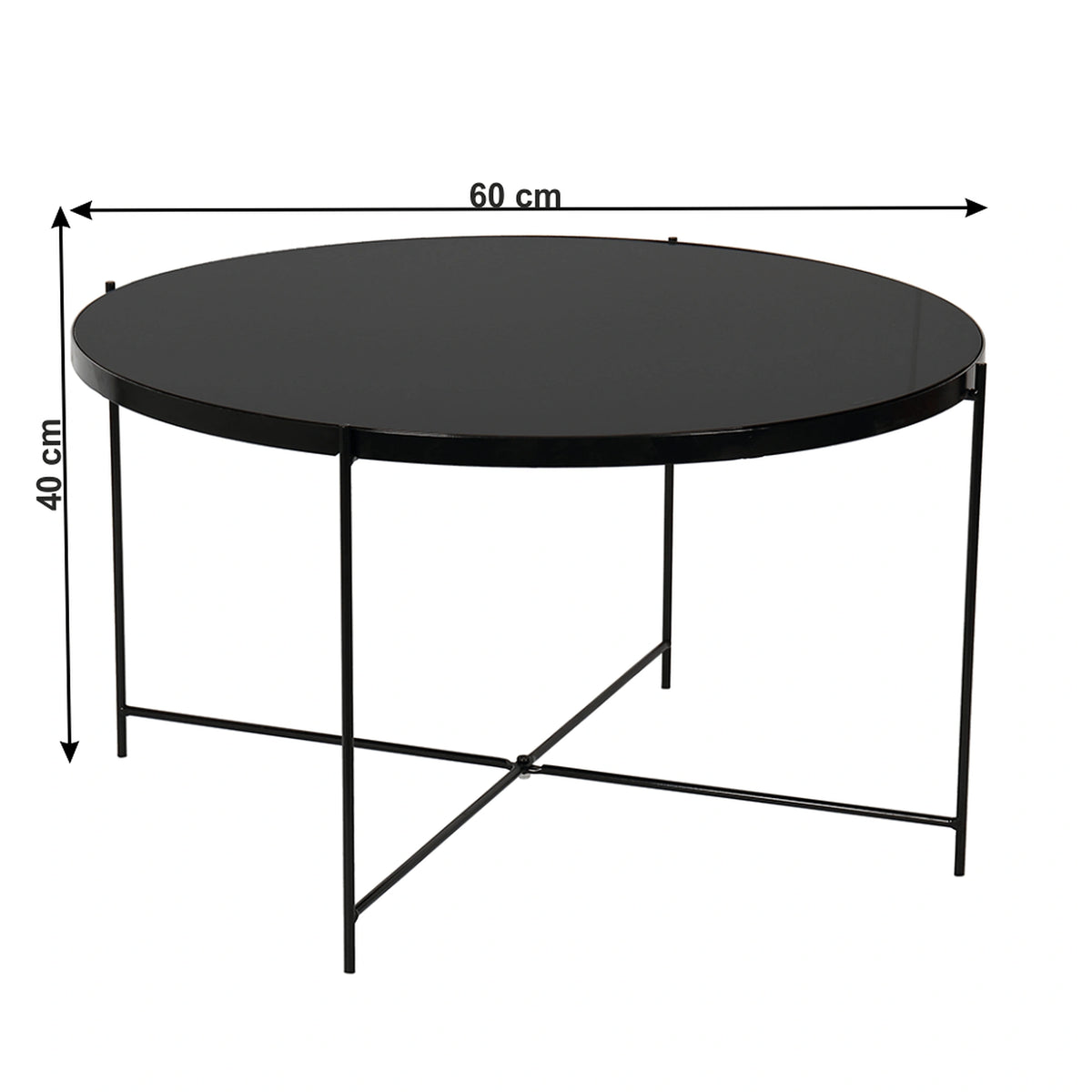 Masuta de cafea KURTIS, negru, sticla/metal, 60x60x40 cm