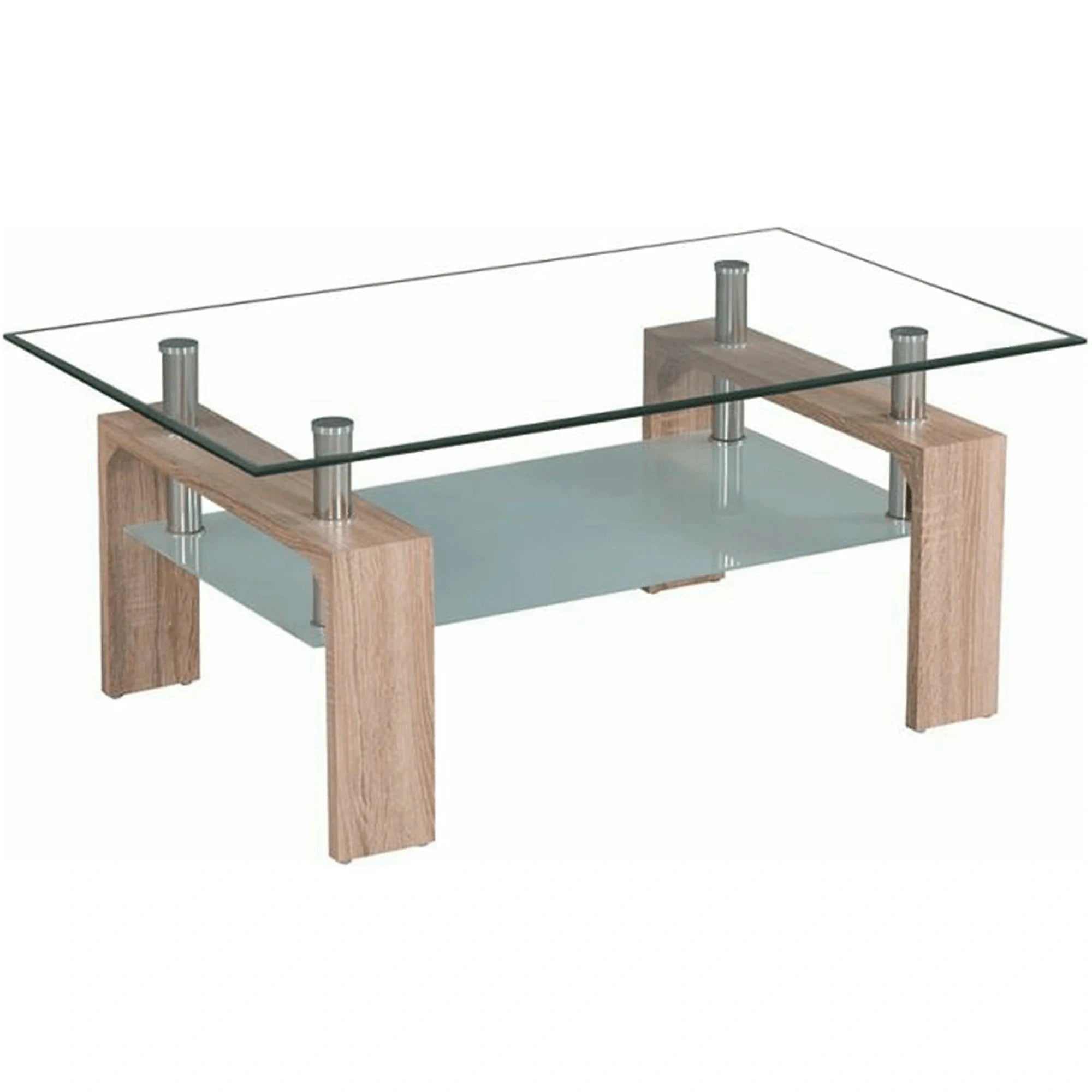 Masuta de cafea LIBOR NEW, stejar sonoma/transparent, MDF/sticla securizata, 100x60x42 cm