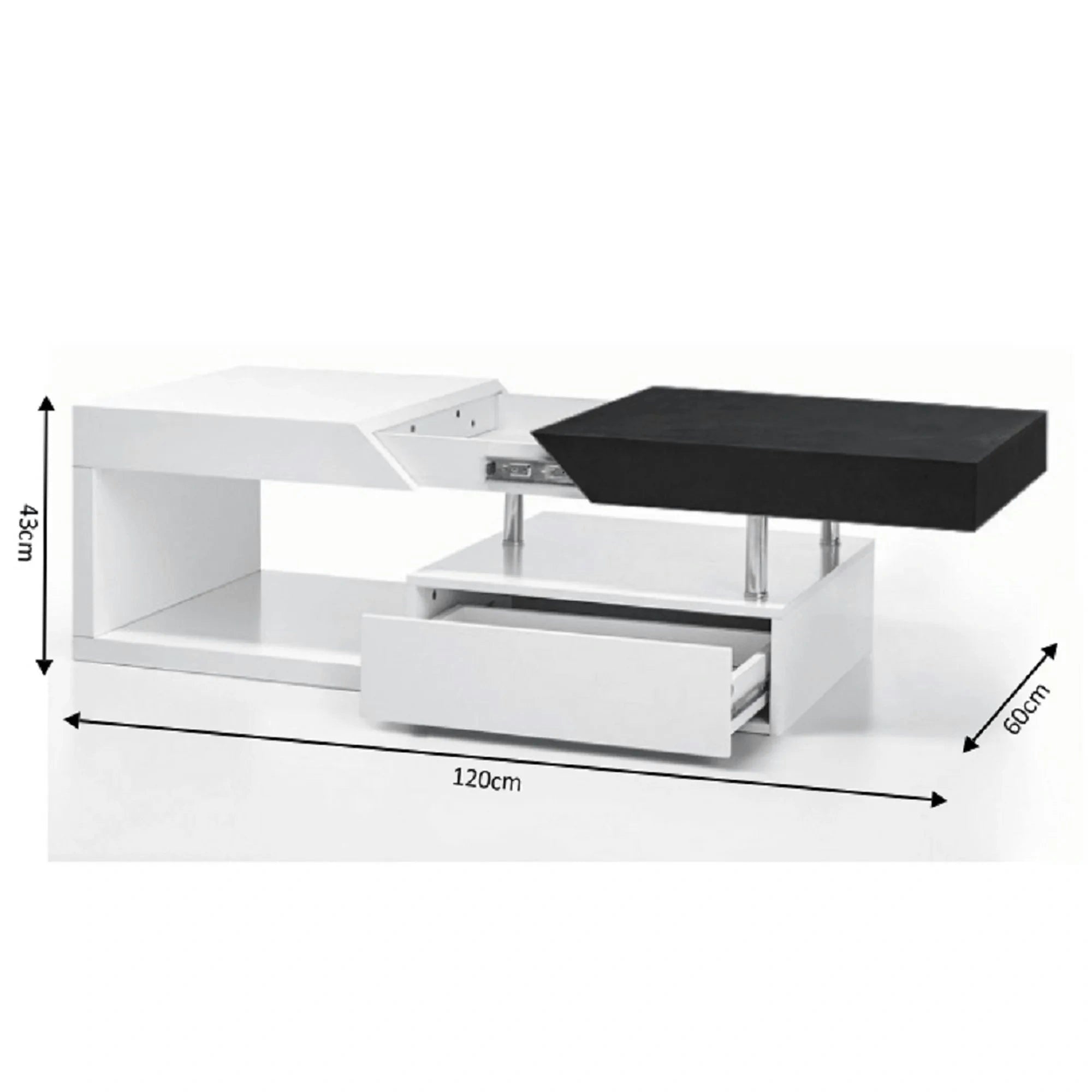 Masuta de cafea MELIDA, alb/gri, 120x60x43 cm