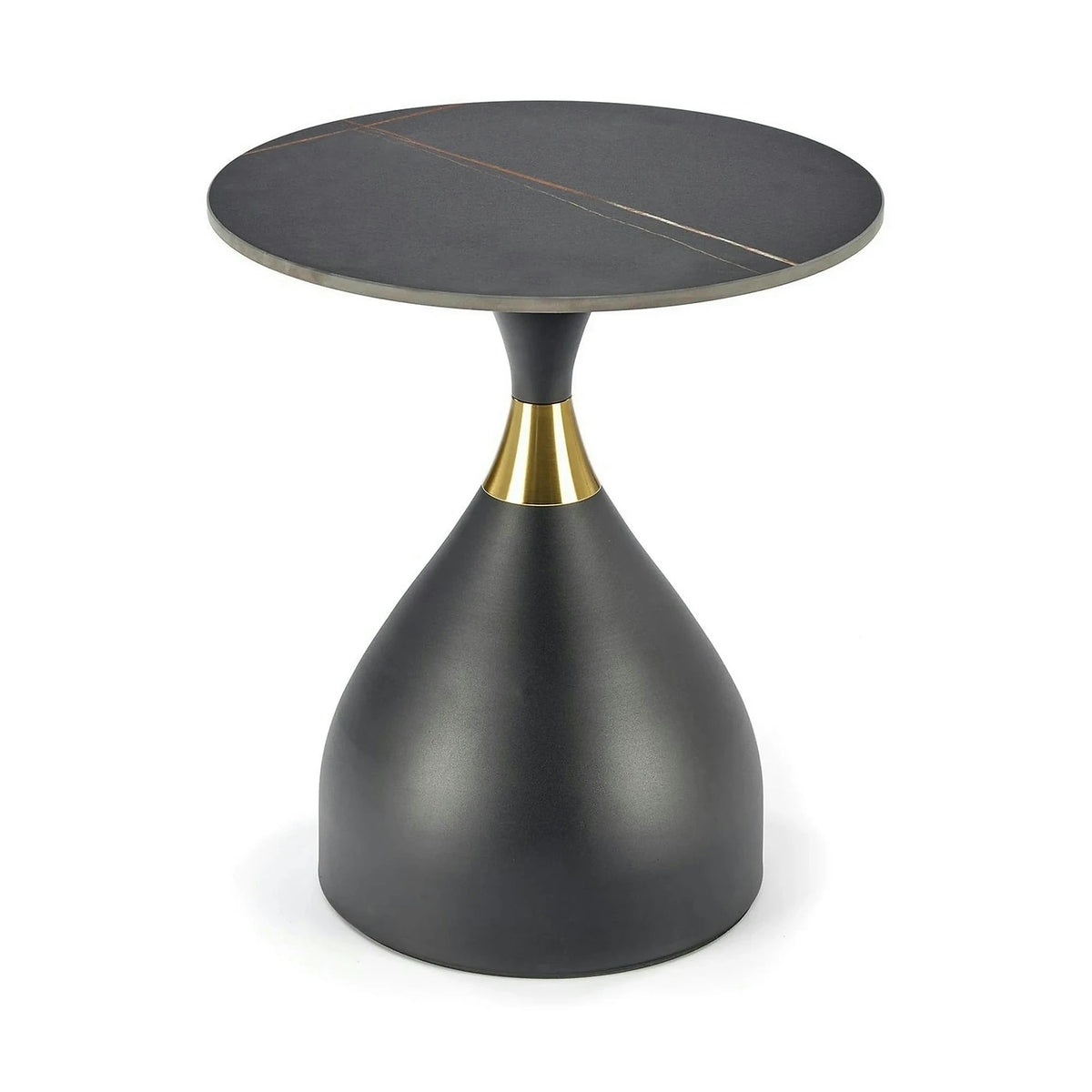 Masuta de cafea metal/ceramica SCALITA, negru cu efect de marmura/auriu, 50x50x57 cm