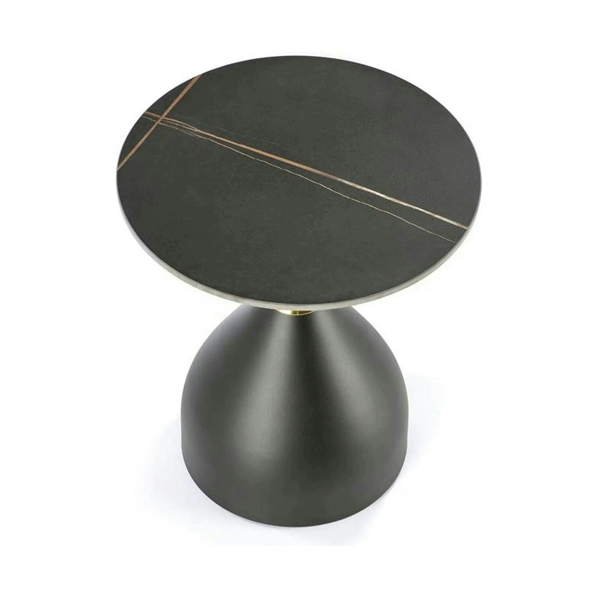 Masuta de cafea metal/ceramica SCALITA, negru cu efect de marmura/auriu, 50x50x57 cm