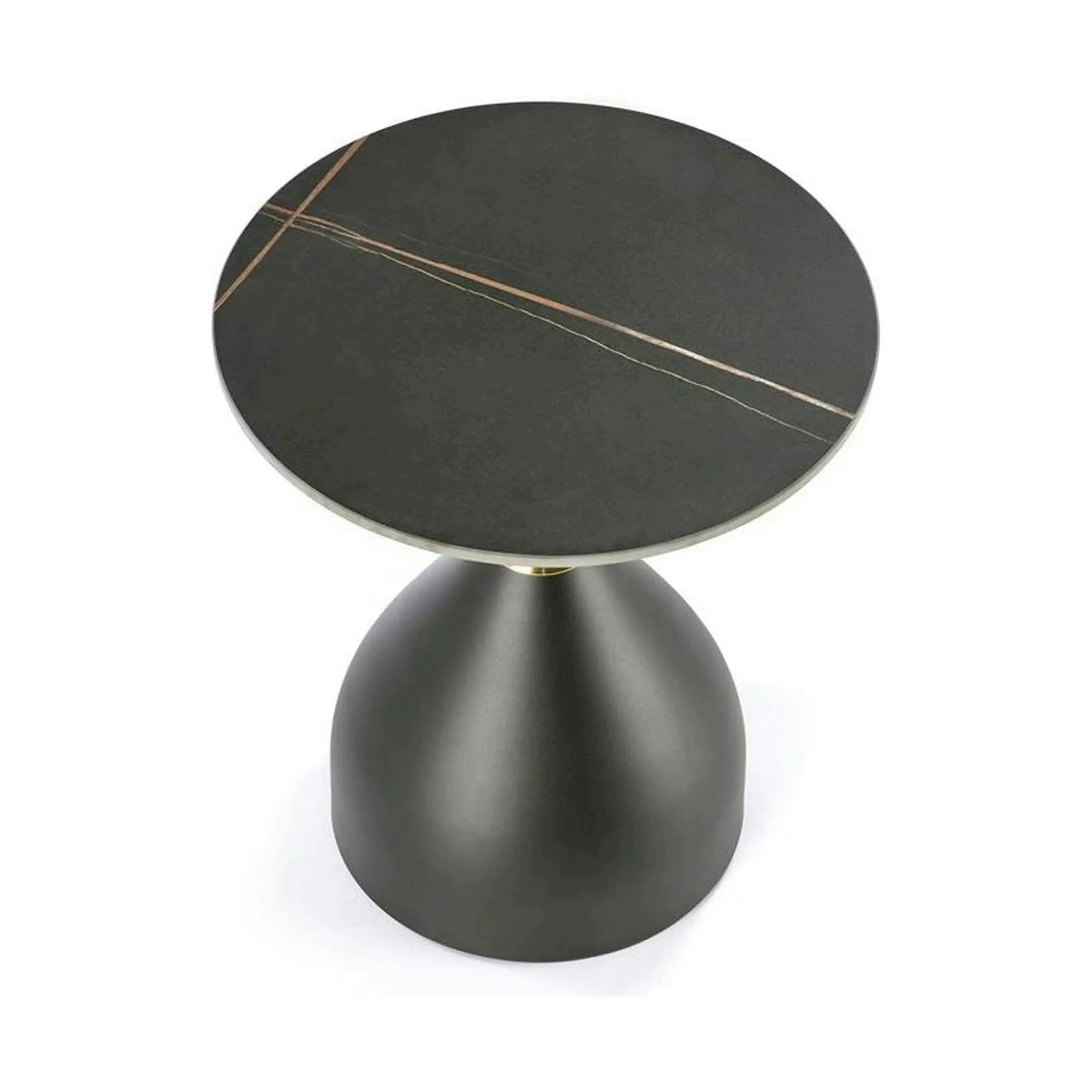 Masuta de cafea metal/ceramica SCALITA, negru cu efect de marmura/auriu, 50x50x57 cm