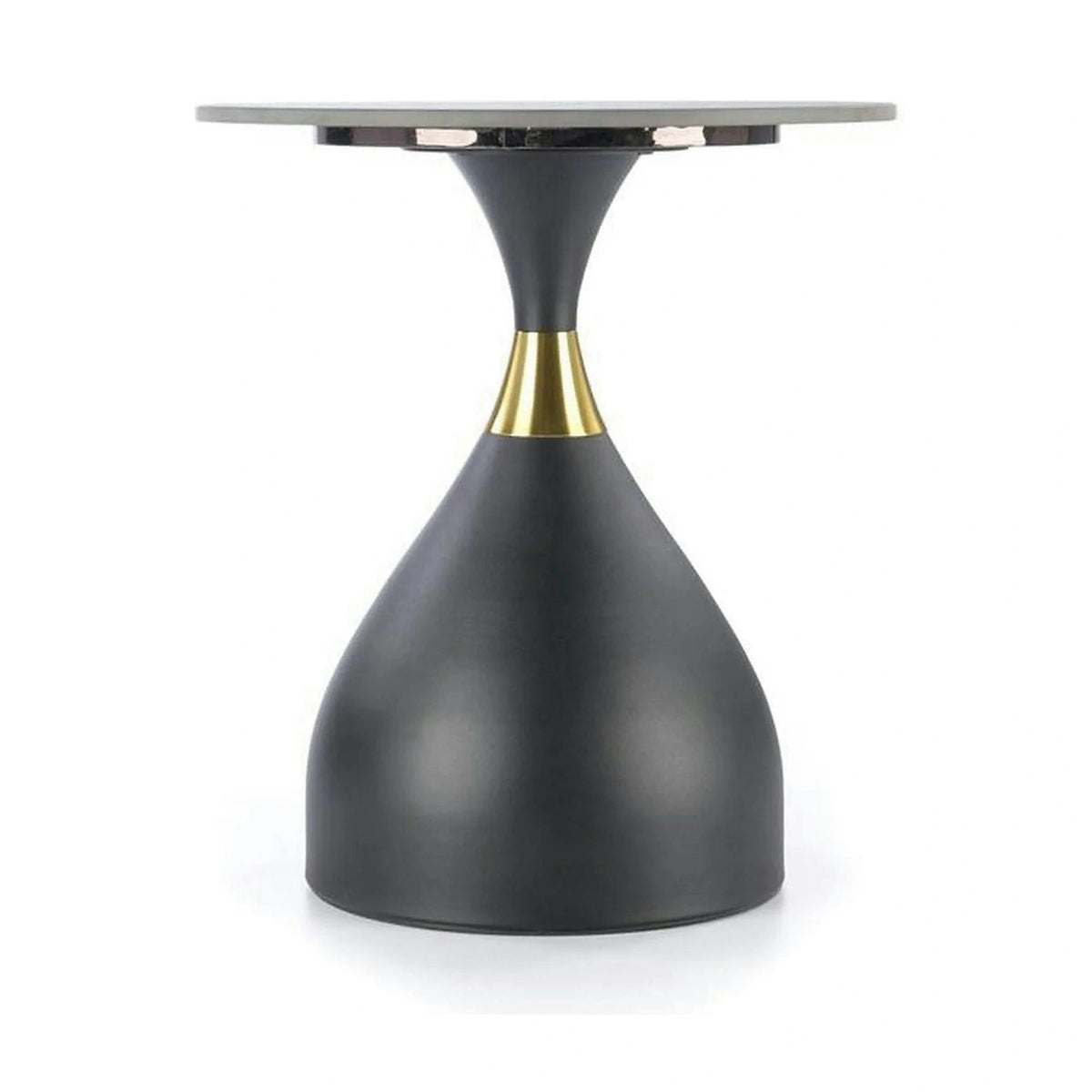 Masuta de cafea metal/ceramica SCALITA, negru cu efect de marmura/auriu, 50x50x57 cm