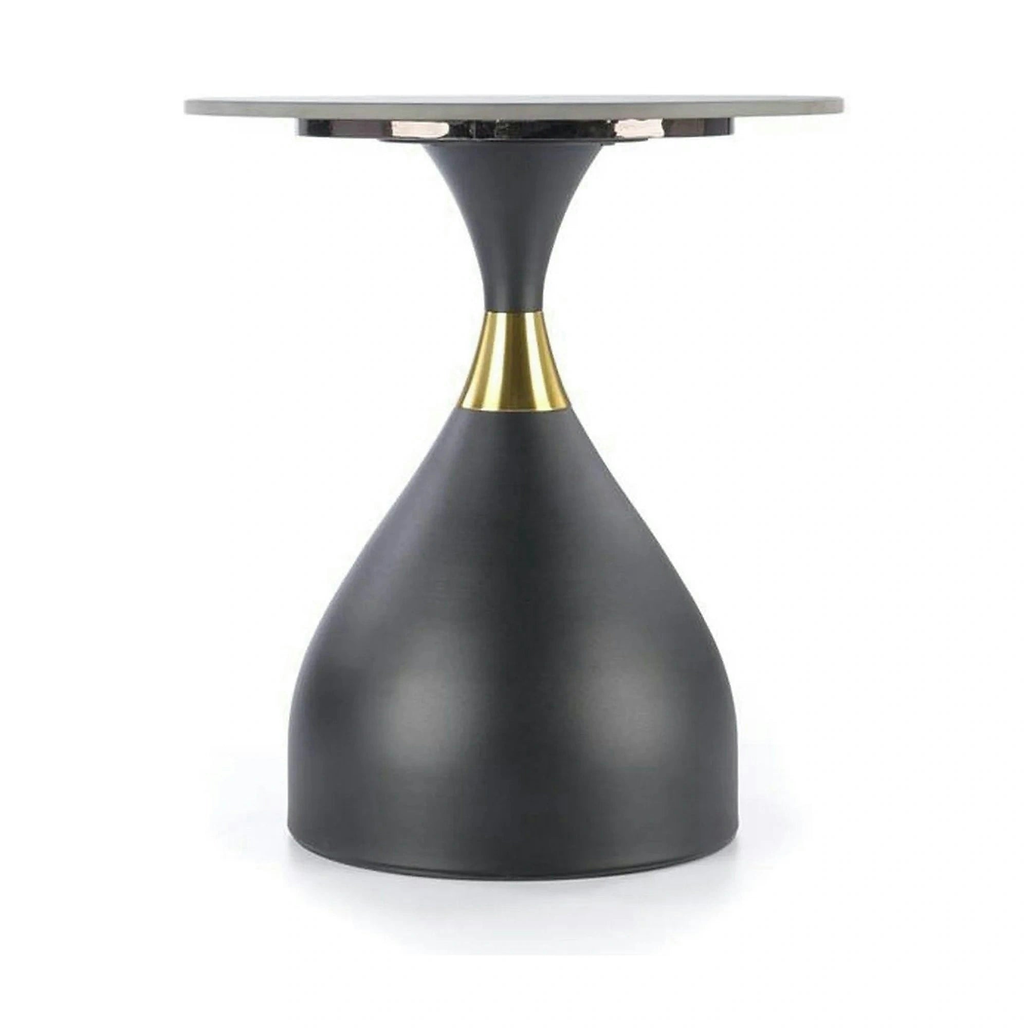 Masuta de cafea metal/ceramica SCALITA, negru cu efect de marmura/auriu, 50x50x57 cm