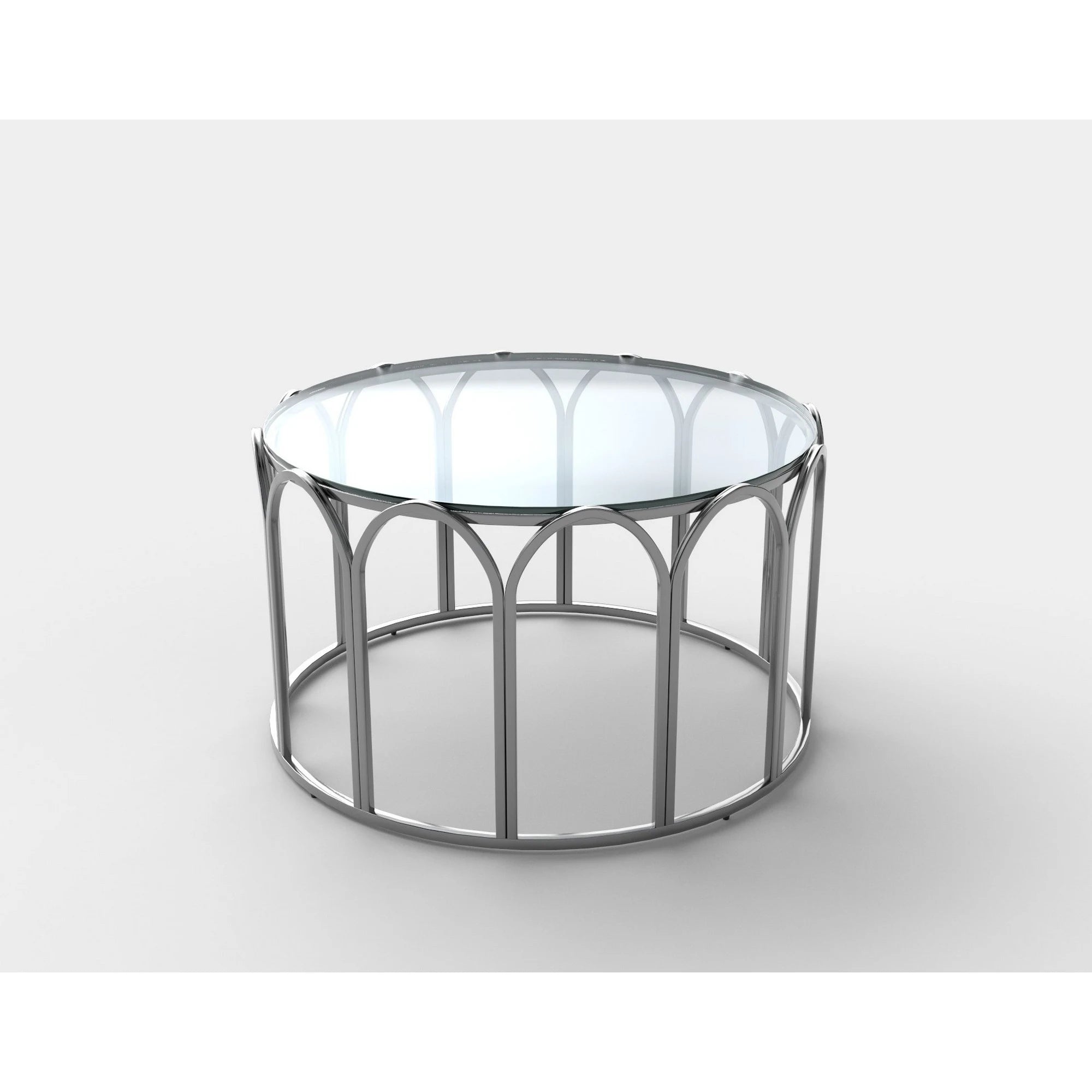 Masuta de cafea OLIVIA, negru fumuriu/argintiu, sticla/otel inoxidabil, 81x81x47 cm