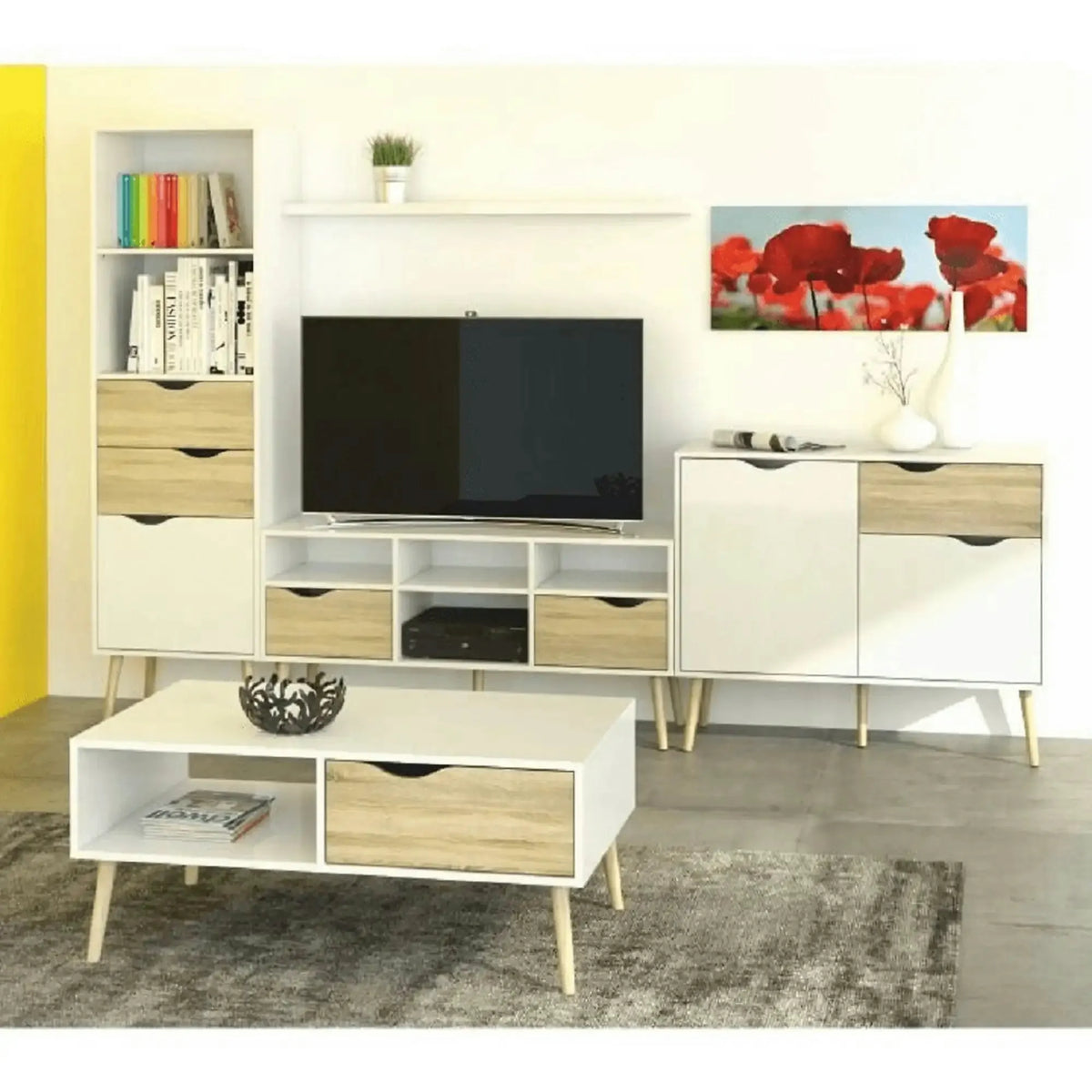 Masuta de cafea OSLO 75384, stejar sonoma/alb, PAL melaminat, 99x60x43 cm