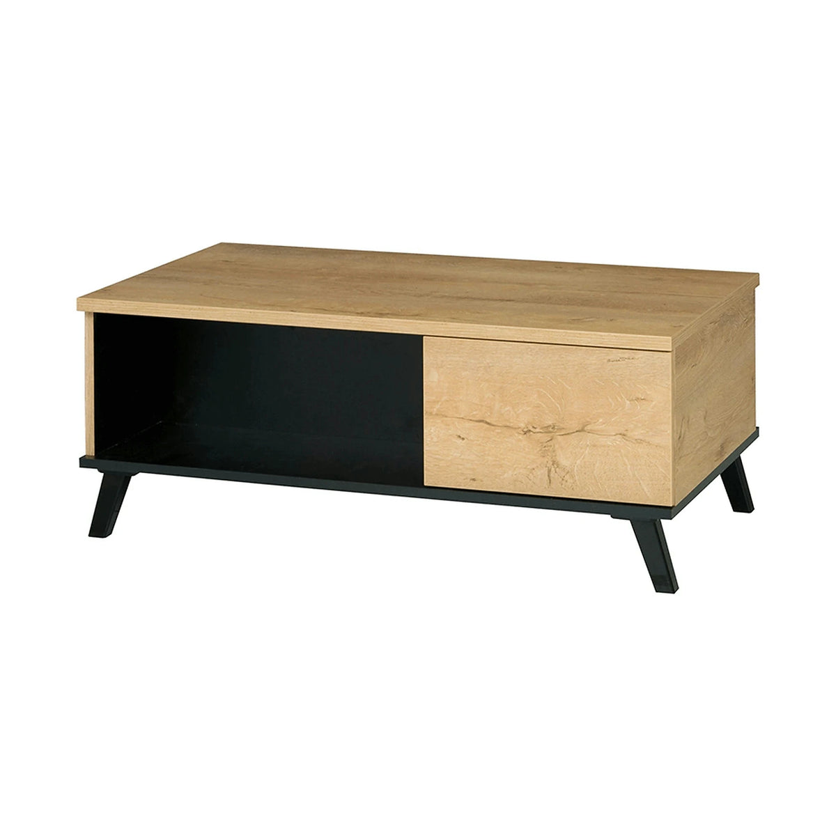 Masuta de cafea SIRAN TYP 8, stejar deschis/negru, DTD laminat/plastic, 101x61x40 cm