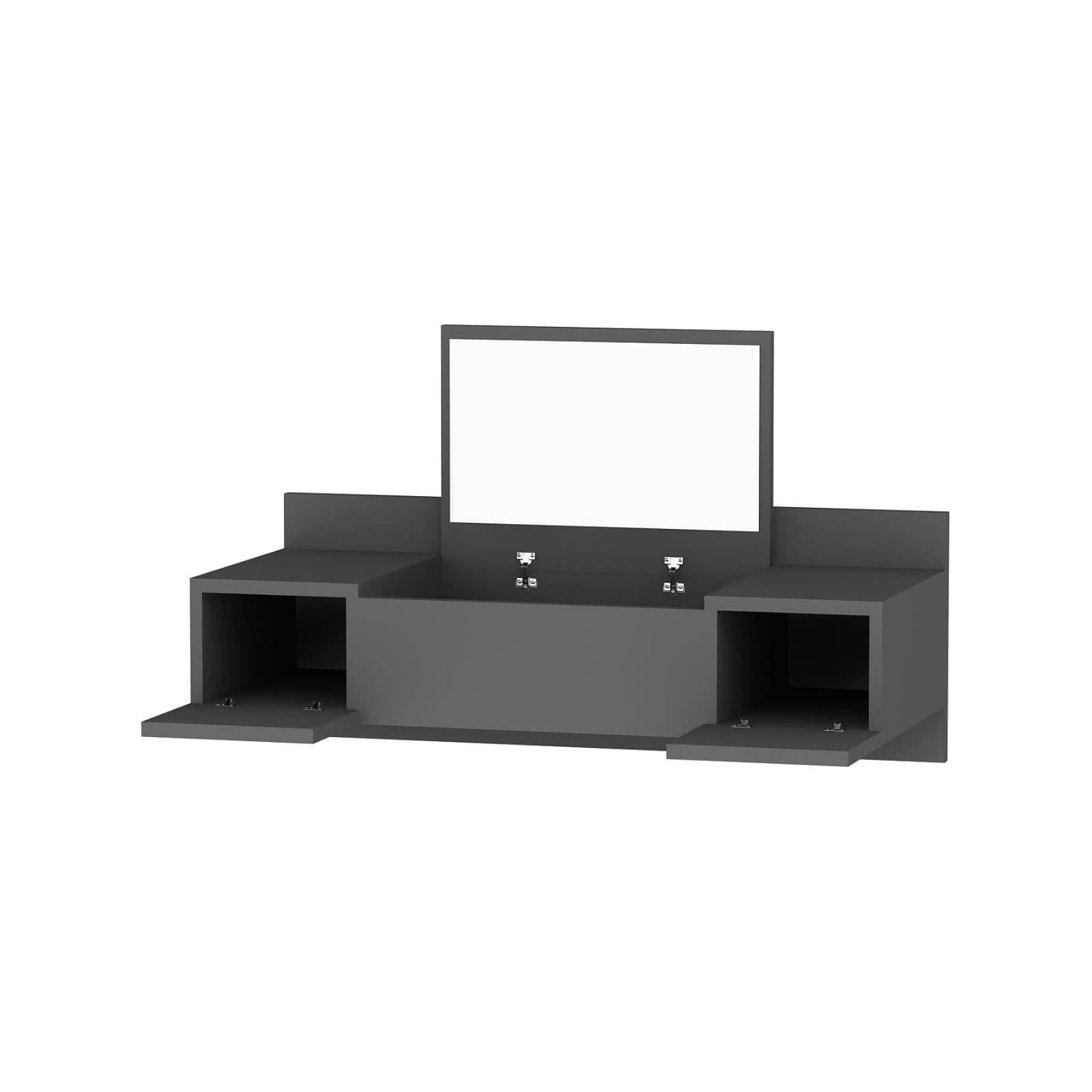 Masuta de toaleta ZAKKUM, gri antracit, PAL melaminat, cu oglinda, 100x39x33 cm