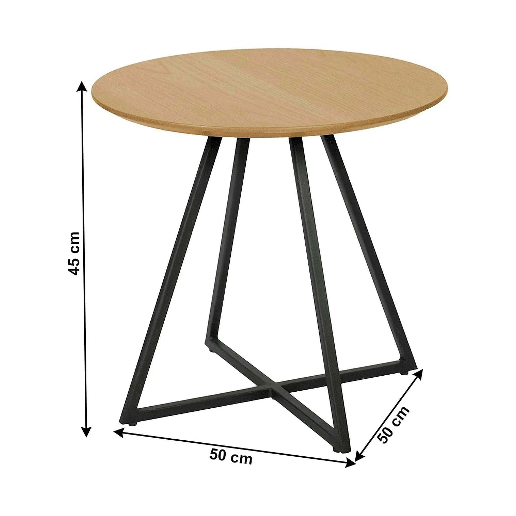 Masuta DELIK, stejar/negru, metal, 50x50x45 cm