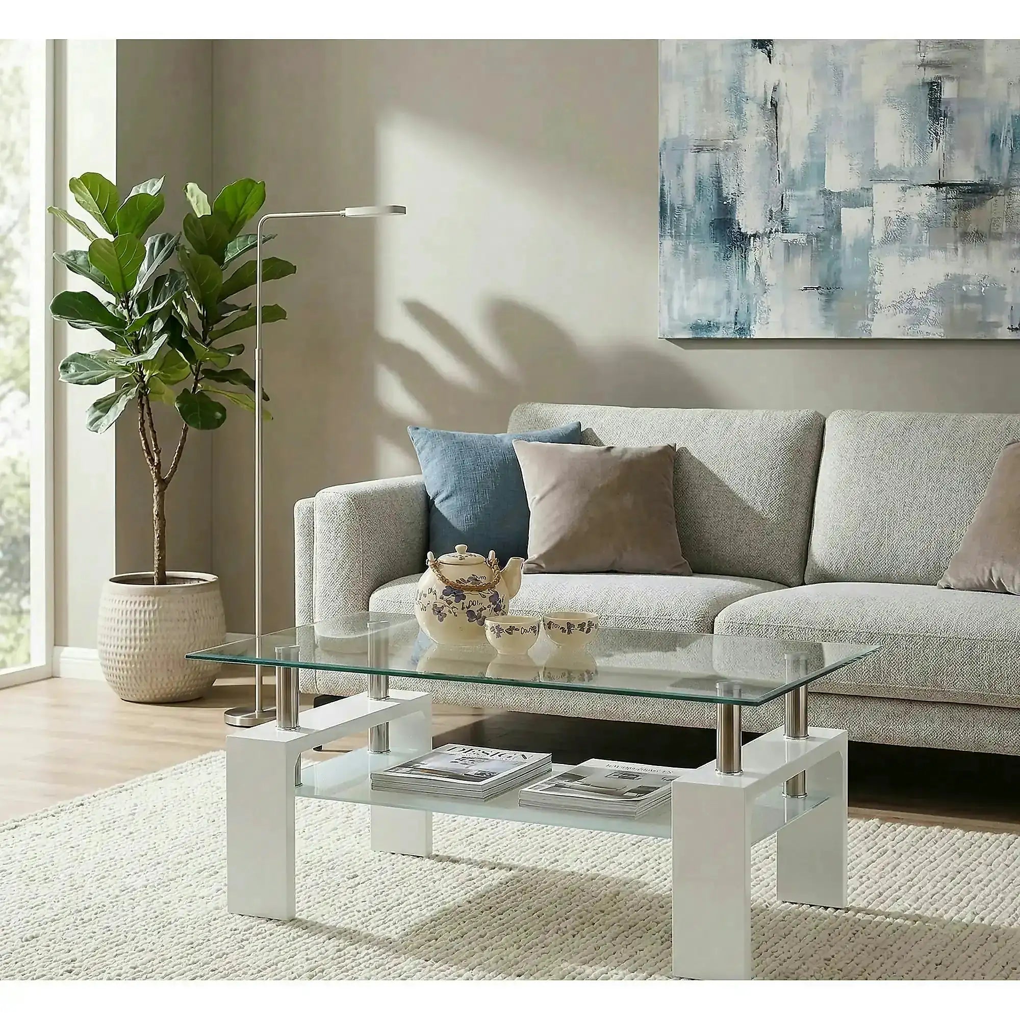 Masuta DIANA INTRO, transparent/alb, 100x60x45 cm