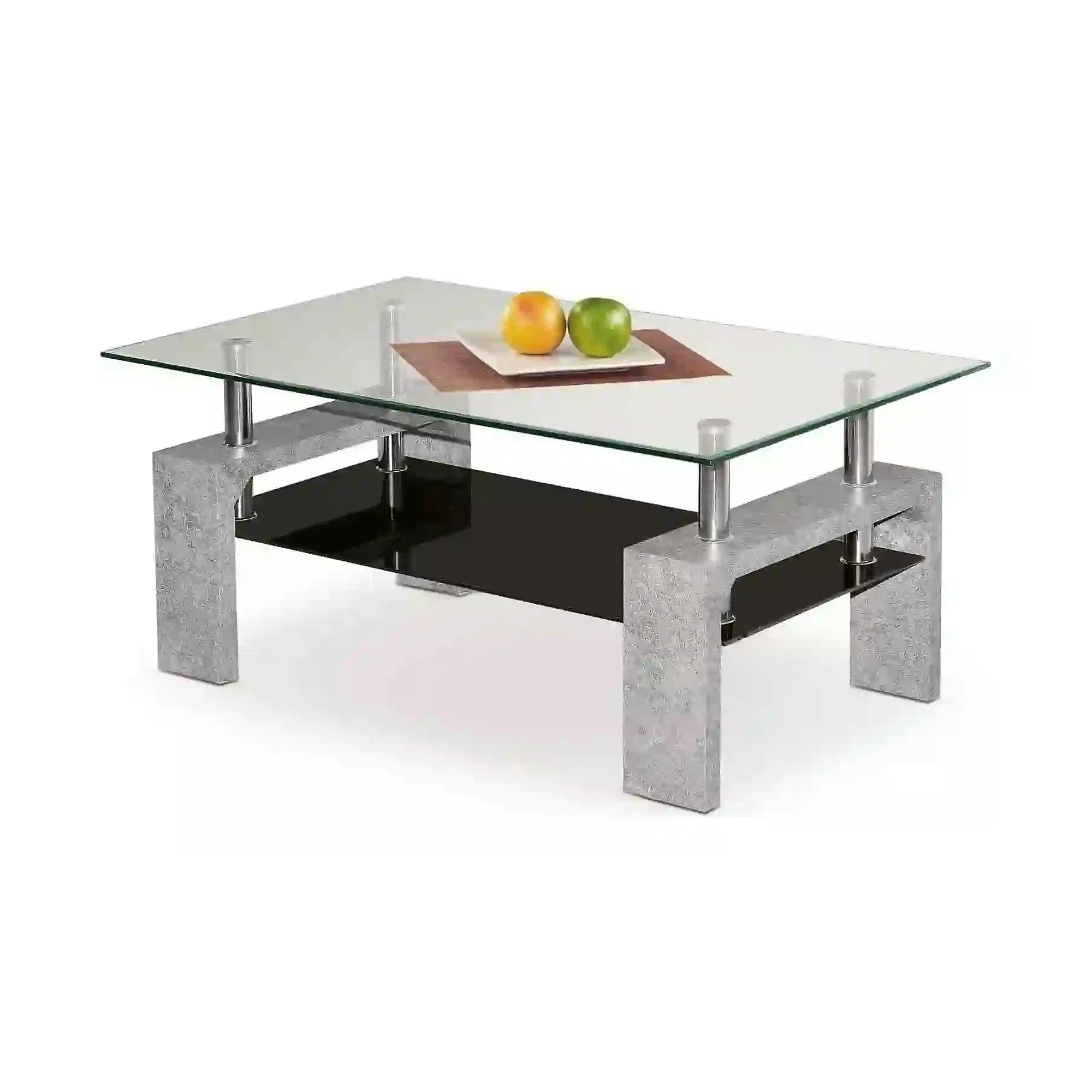 Masuta DIANA INTRO, transparent/gri beton, 100x60x45 cm