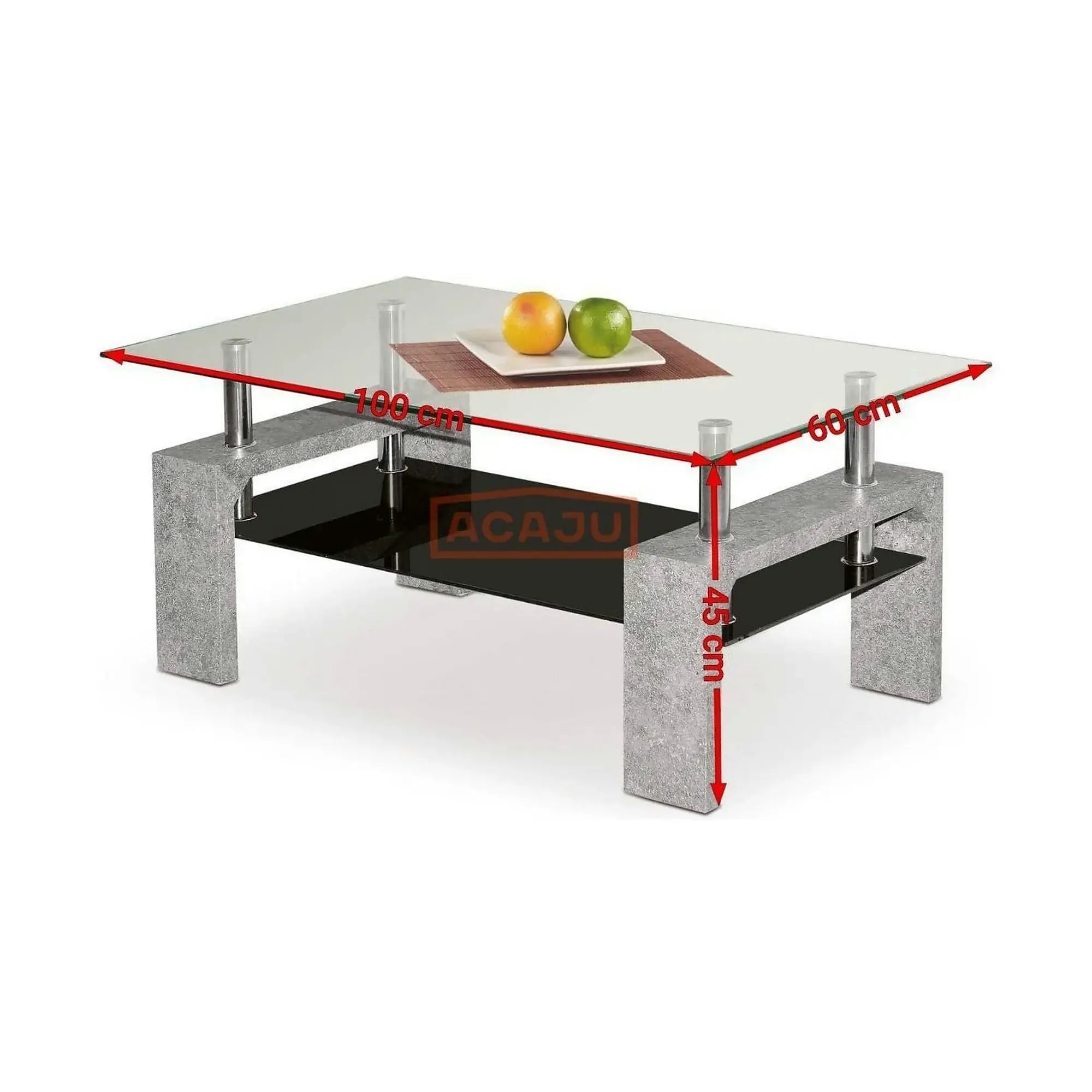 Masuta DIANA INTRO, transparent/gri beton, 100x60x45 cm