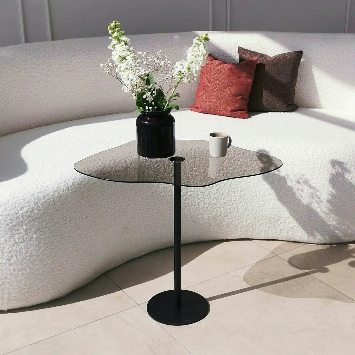 Masuta Dior, negru, metal/sticla, 60x45x50 cm