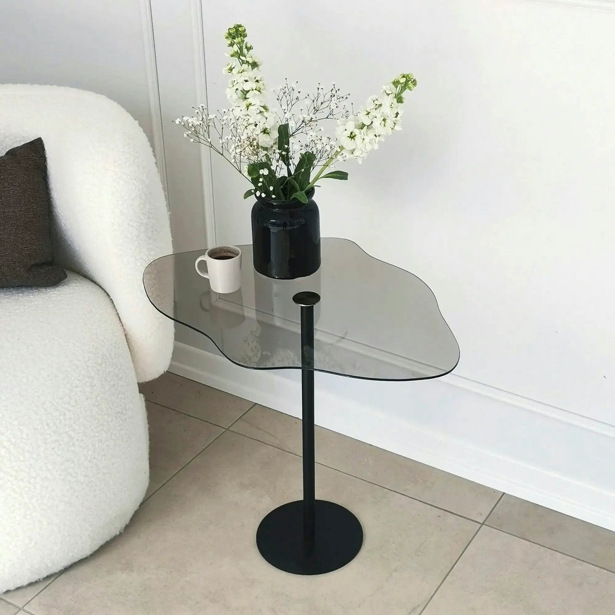 Masuta Dior, negru, metal/sticla, 60x45x50 cm