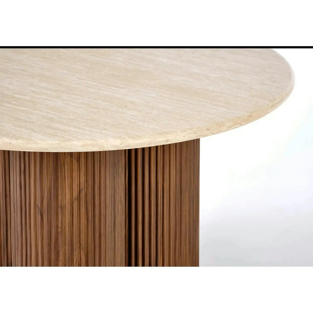 Masuta DOROTEA, piatra travertin/nuc, 80x46 cm