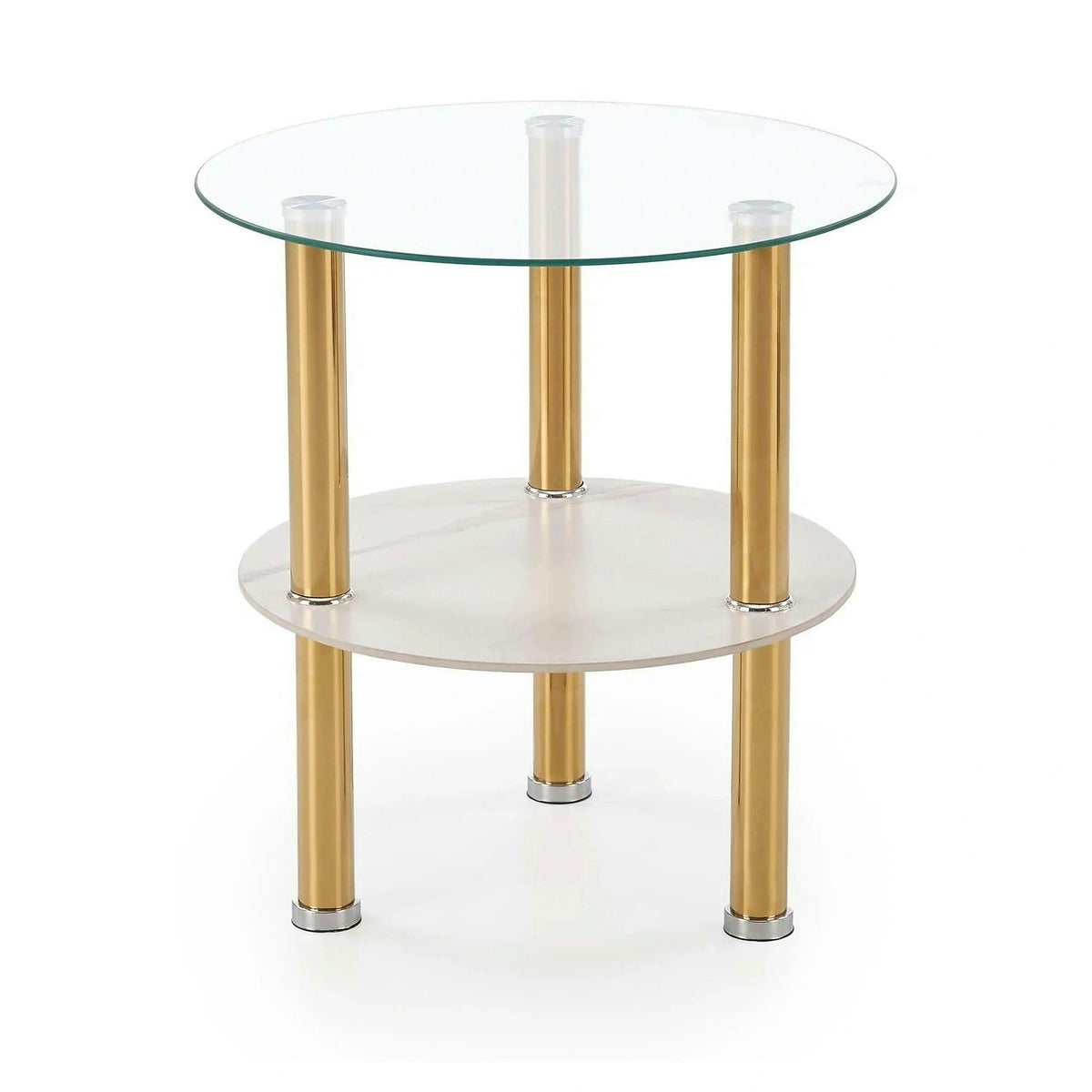 Masuta DUCAT S, transparent/auriu, sticla/otel, 45x49 cm