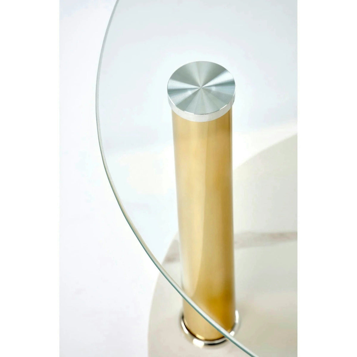 Masuta DUCAT S, transparent/auriu, sticla/otel, 45x49 cm