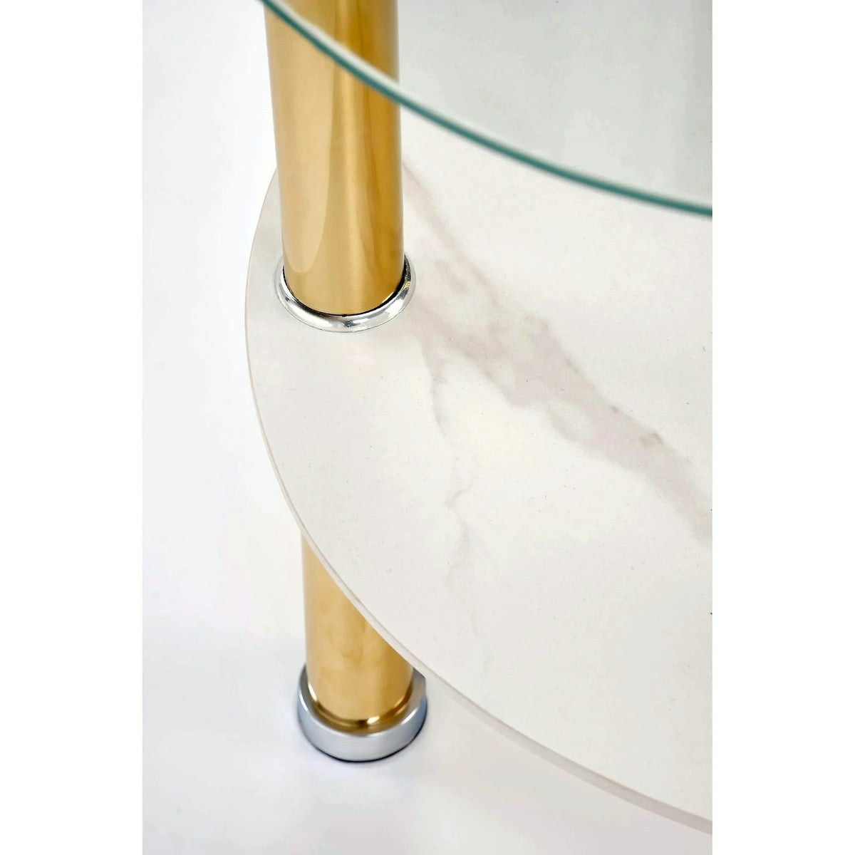 Masuta DUCAT S, transparent/auriu, sticla/otel, 45x49 cm