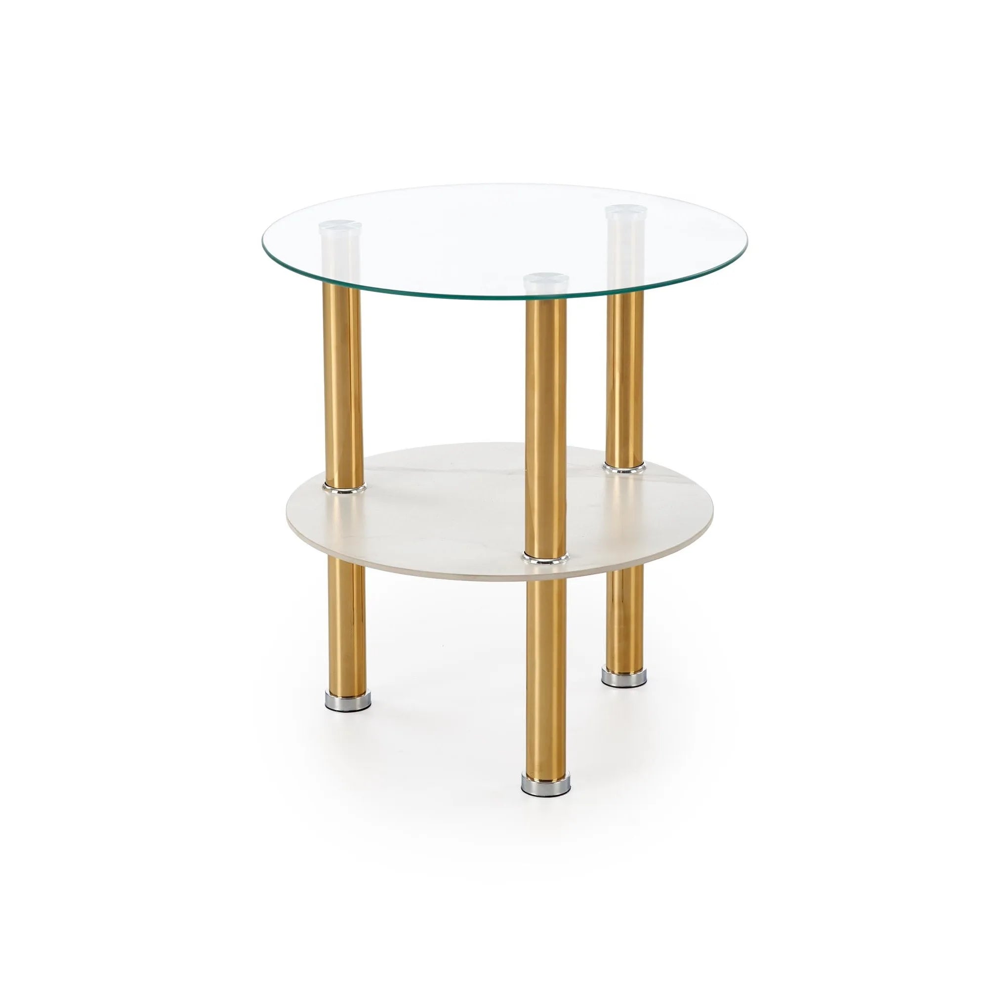 Masuta DUCAT S, transparent/auriu, sticla/otel, 45x49 cm