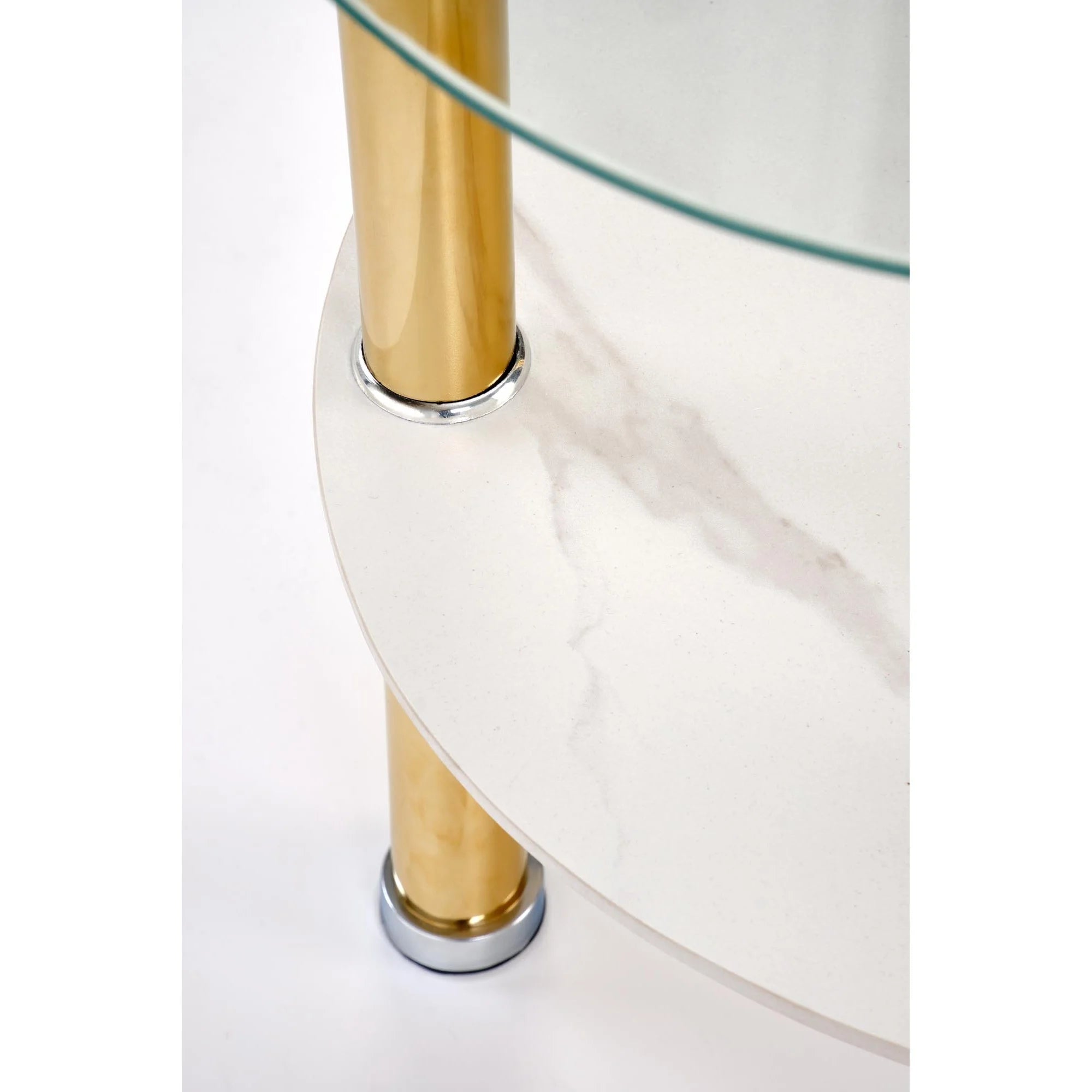 Masuta DUCAT S, transparent/auriu, sticla/otel, 45x49 cm