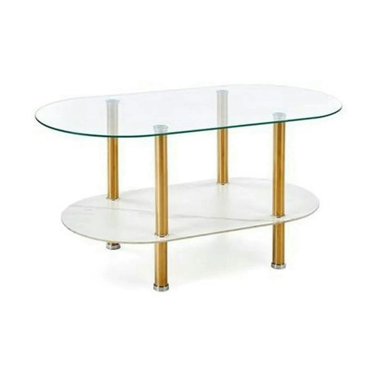 Masuta DUCAT, transparent/auriu, sticla/otel, 100x50x51 cm