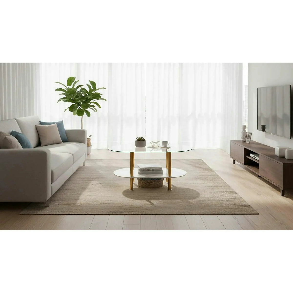 Masuta DUCAT, transparent/auriu, sticla/otel, 100x50x51 cm