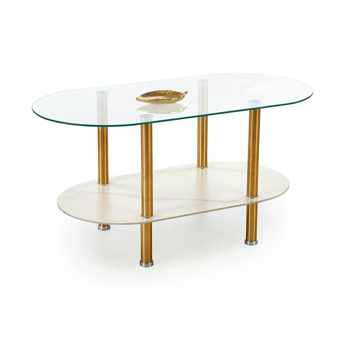 Masuta DUCAT, transparent/auriu, sticla/otel, 100x50x51 cm