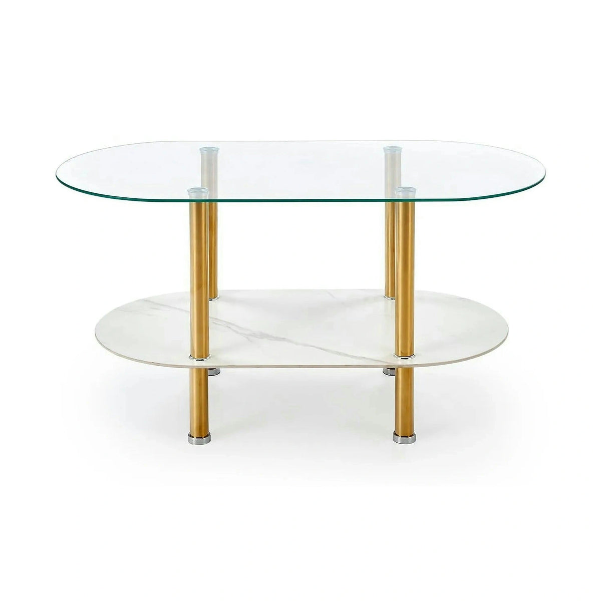 Masuta DUCAT, transparent/auriu, sticla/otel, 100x50x51 cm