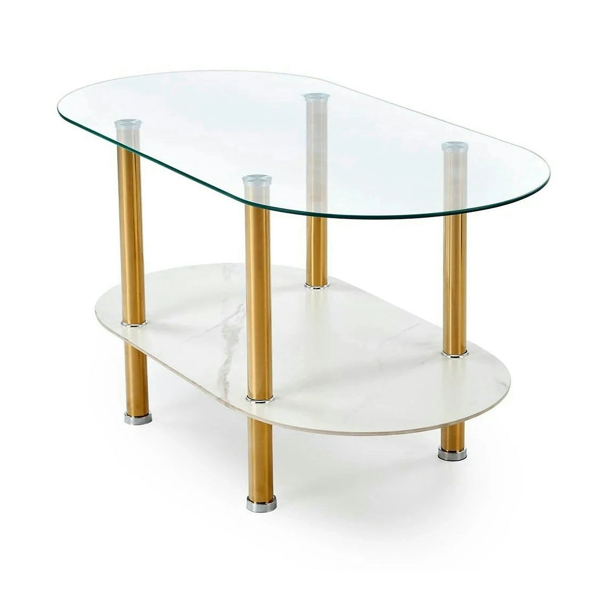 Masuta DUCAT, transparent/auriu, sticla/otel, 100x50x51 cm