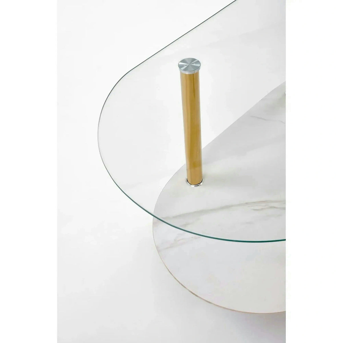 Masuta DUCAT, transparent/auriu, sticla/otel, 100x50x51 cm