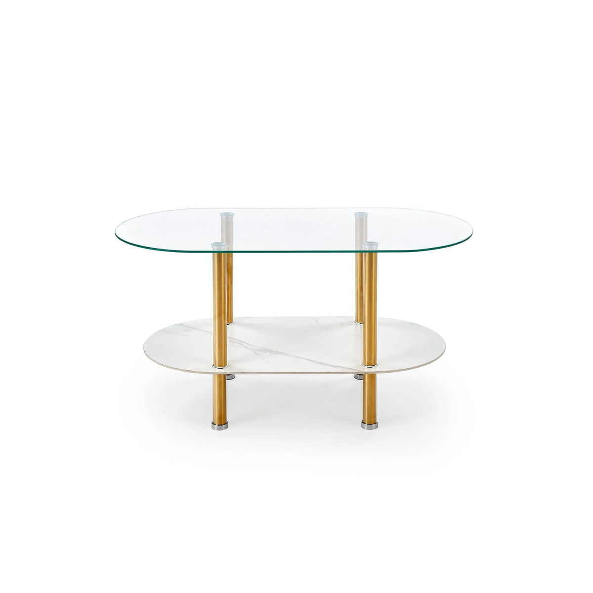 Masuta DUCAT, transparent/auriu, sticla/otel, 100x50x51 cm