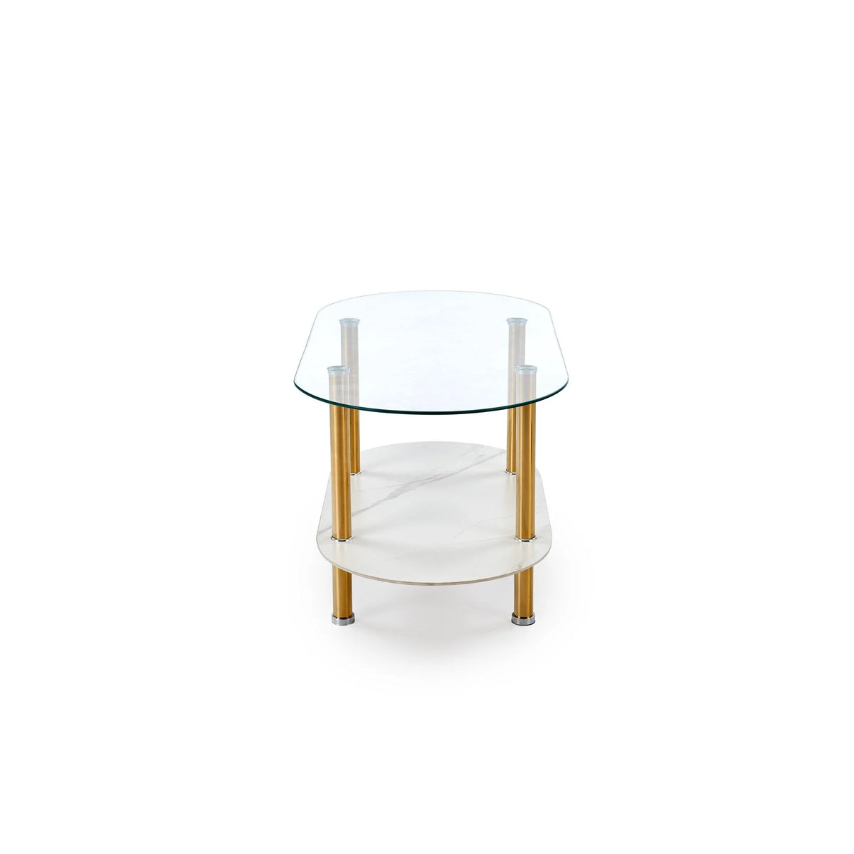 Masuta DUCAT, transparent/auriu, sticla/otel, 100x50x51 cm