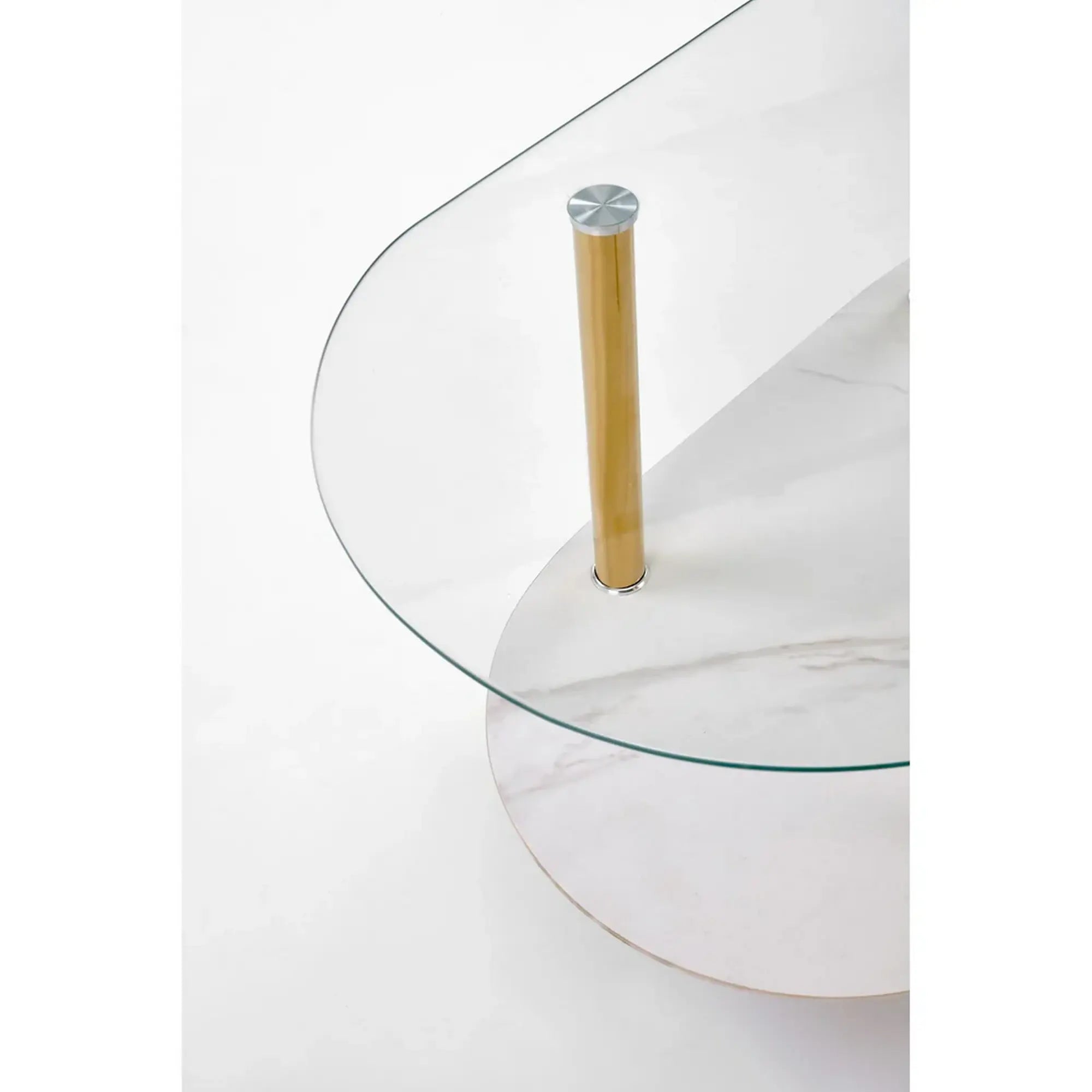Masuta DUCAT, transparent/auriu, sticla/otel, 100x50x51 cm