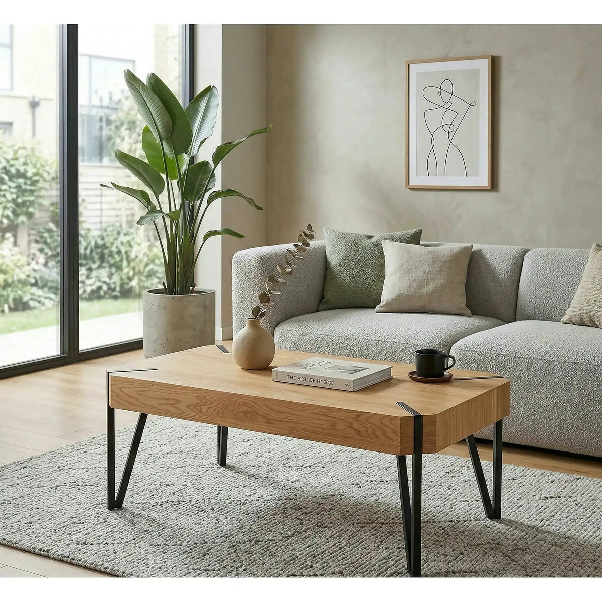 Masuta Emily, stejar auriu/negru, 110x60x42 cm