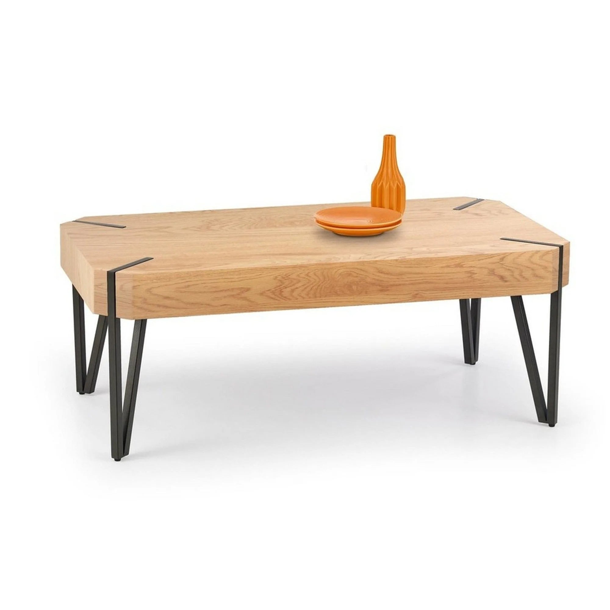 Masuta Emily, stejar auriu/negru, 110x60x42 cm