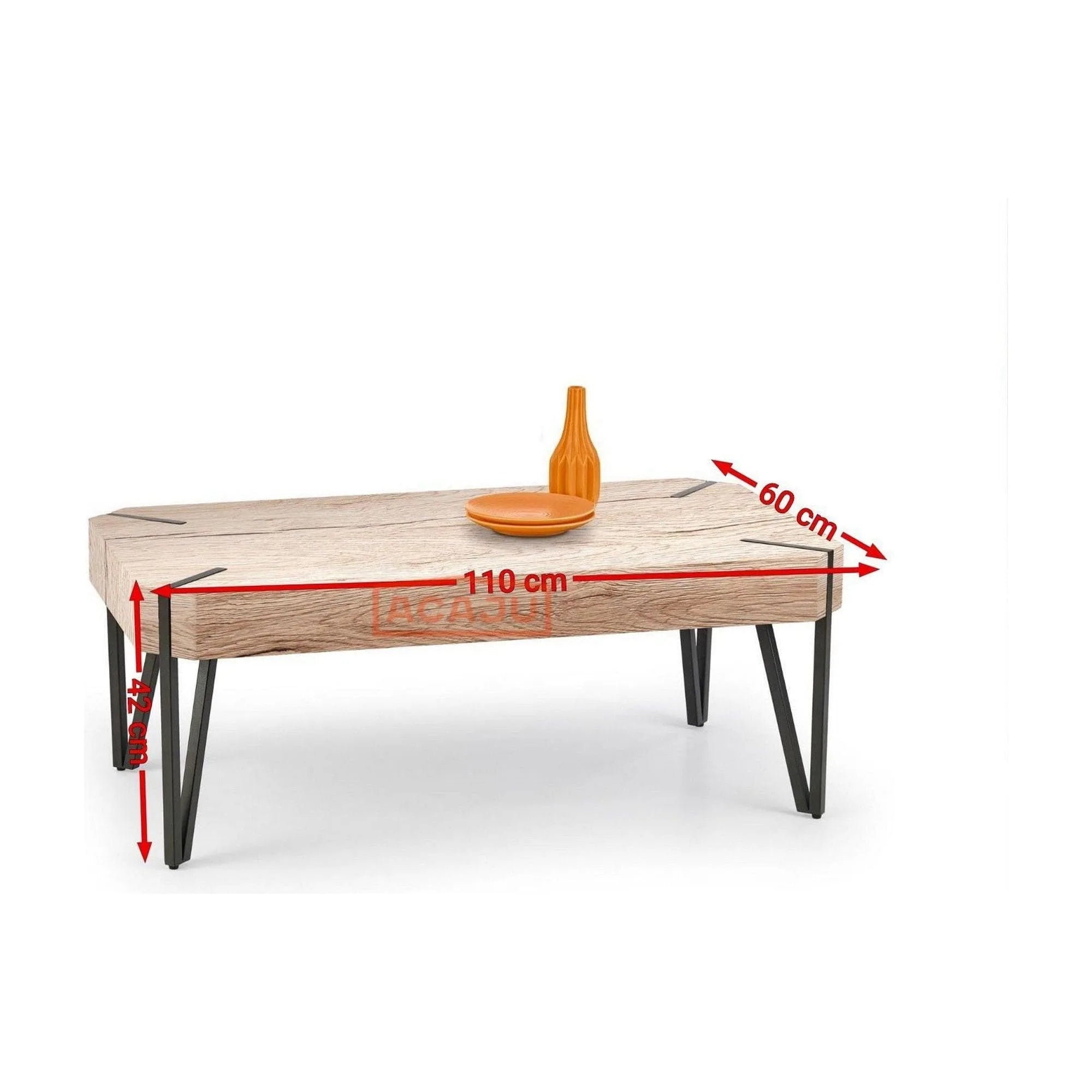 Masuta EMILY, stejar San Remo/negru, 110x60x42 cm