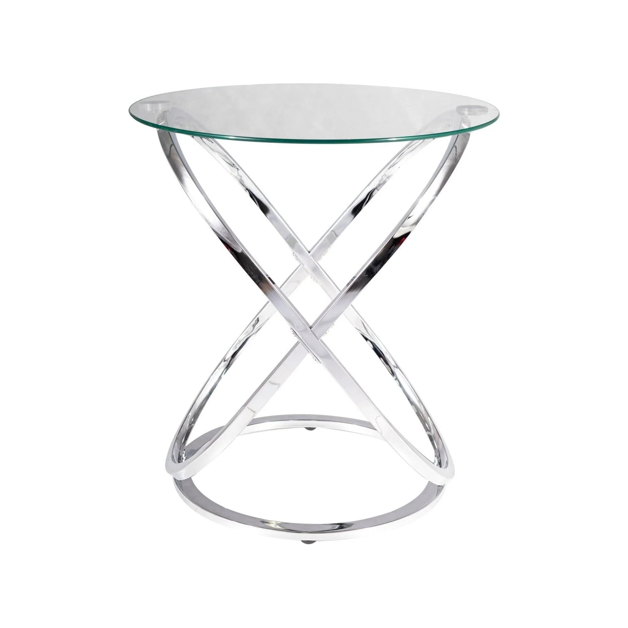 Masuta EOS C, transparent/crom, sticla securizata/metal, 52x56 cm