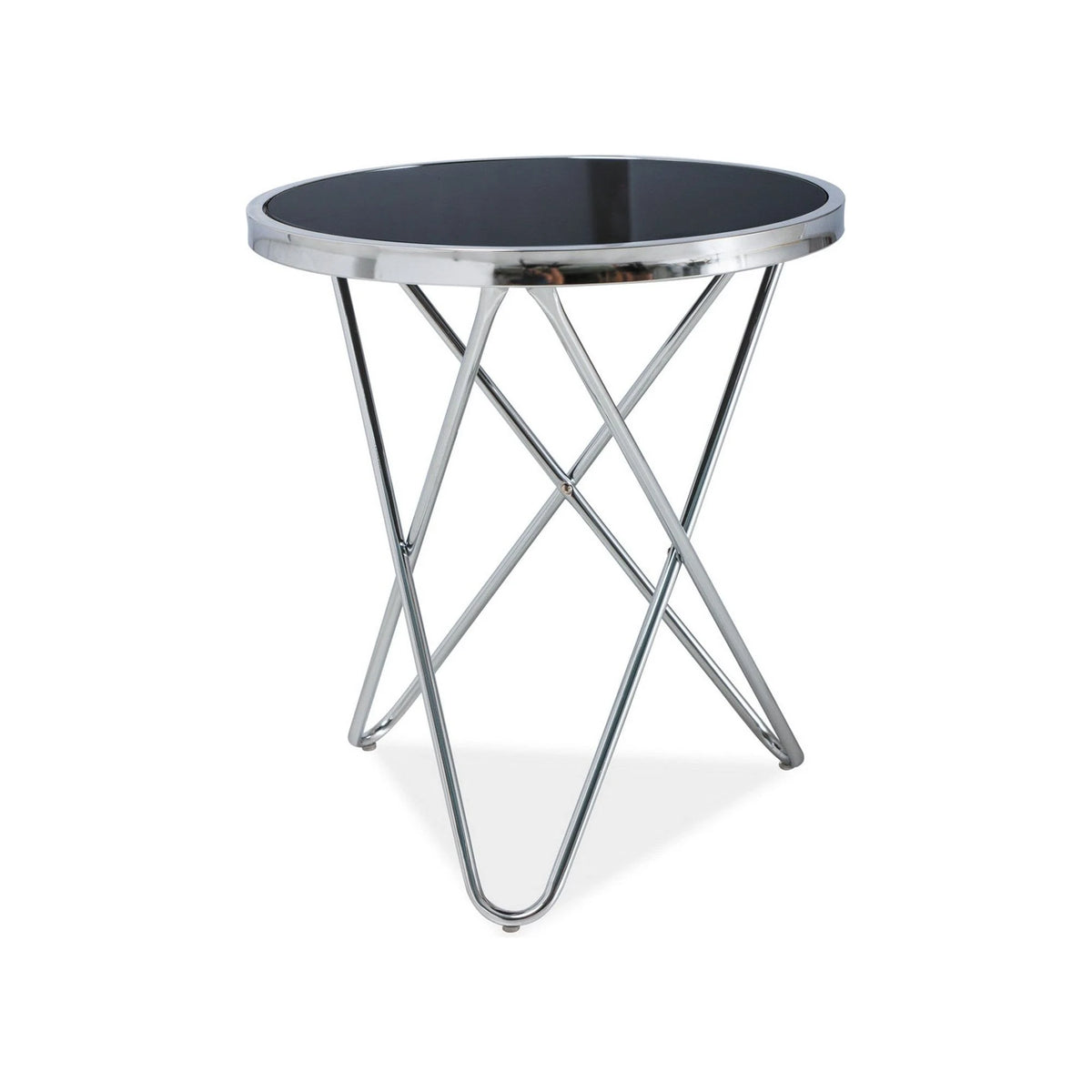 Masuta Fabia C, negru/crom, sticla/metal, 45X50 cm