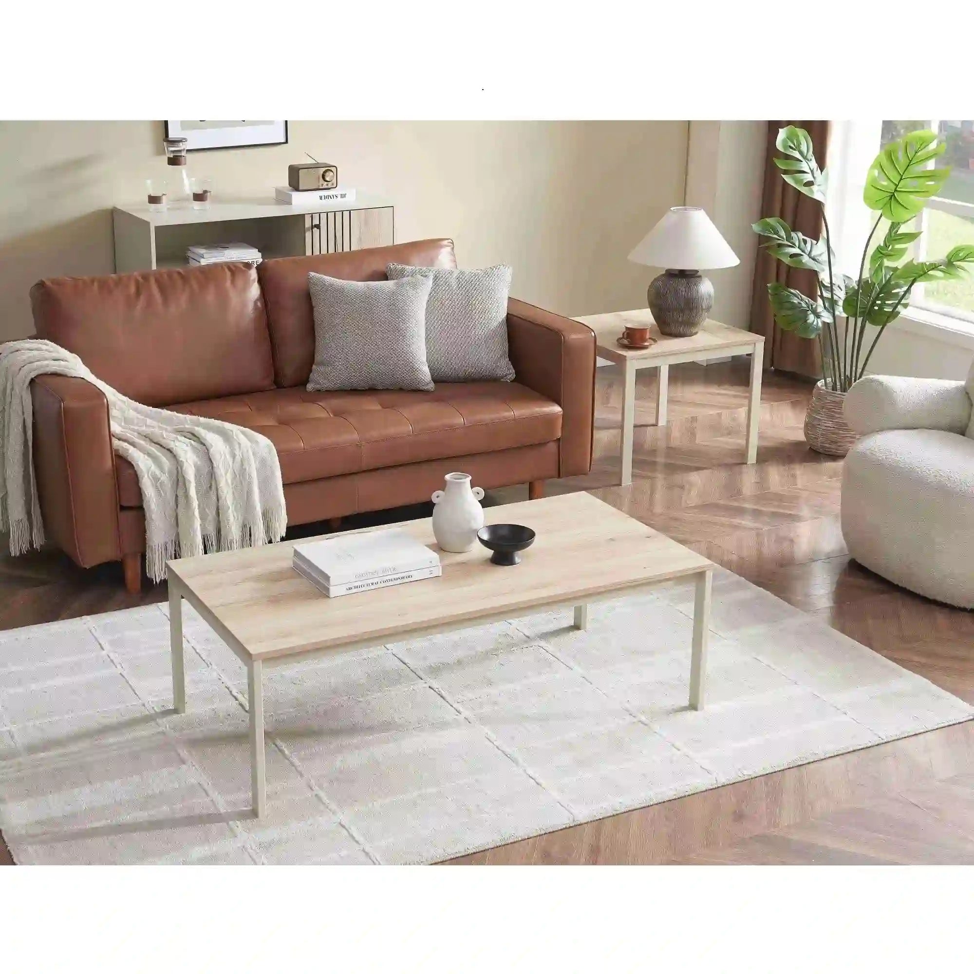 Masuta FROST L1, stejar alpin/alb, PAL/metal, 120x60x40 cm