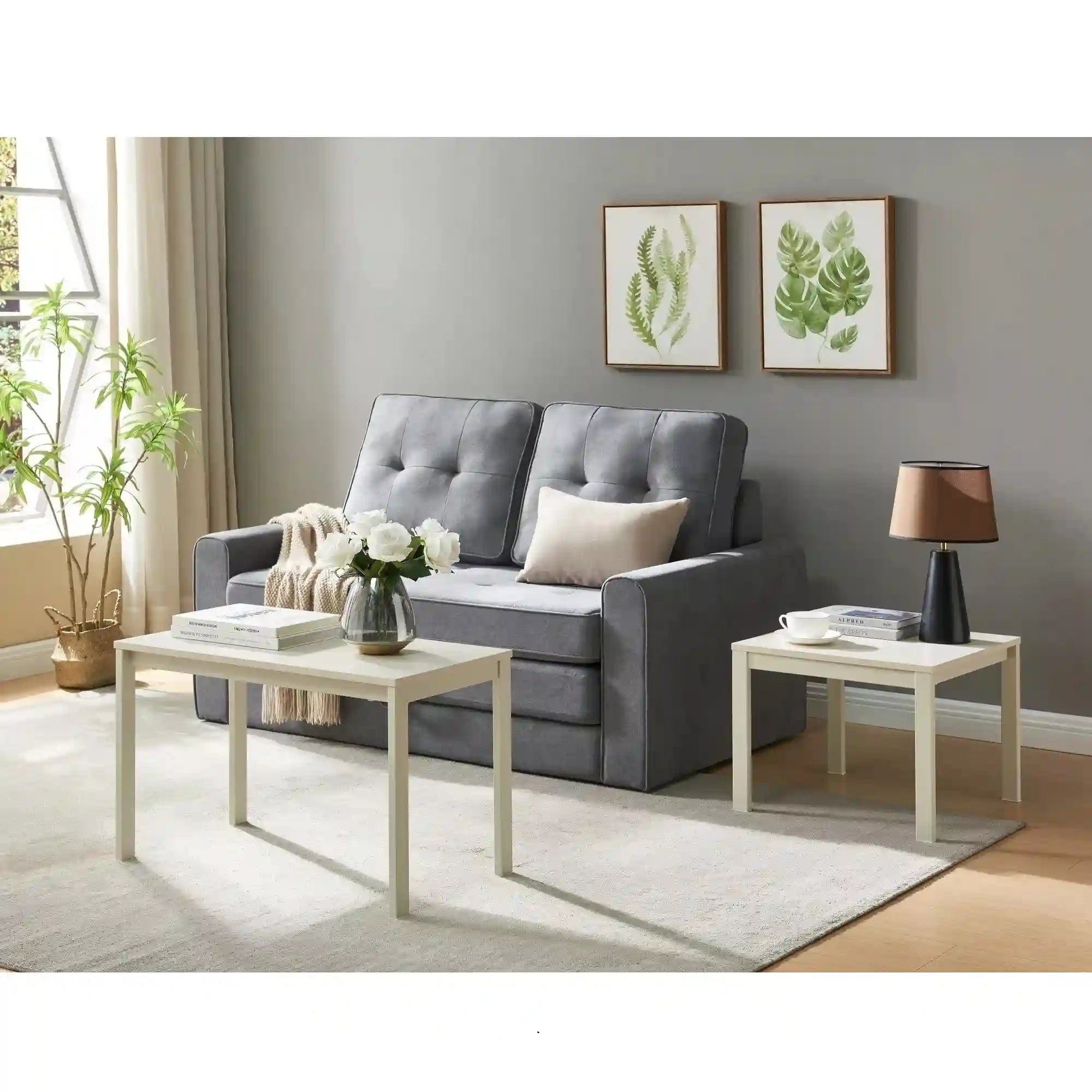 Masuta FROST L3, alb, PAL laminat/metal, 75x40x48 cm