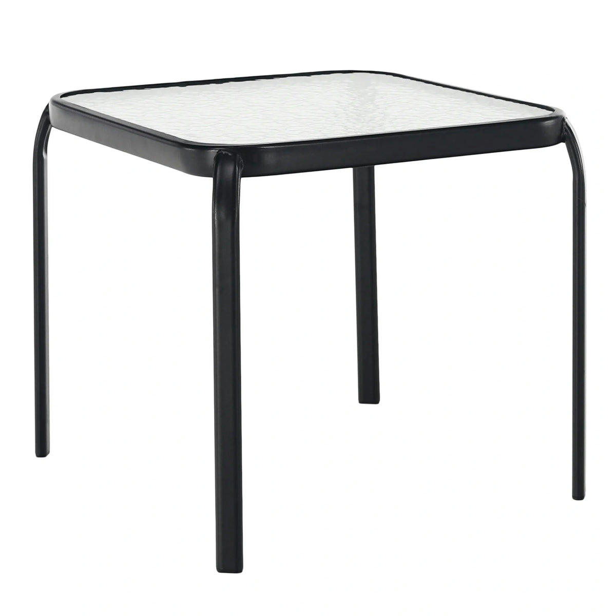 Masuta gradina RAMOL, negru, sticla securizata/otel, 50x50x46 cm