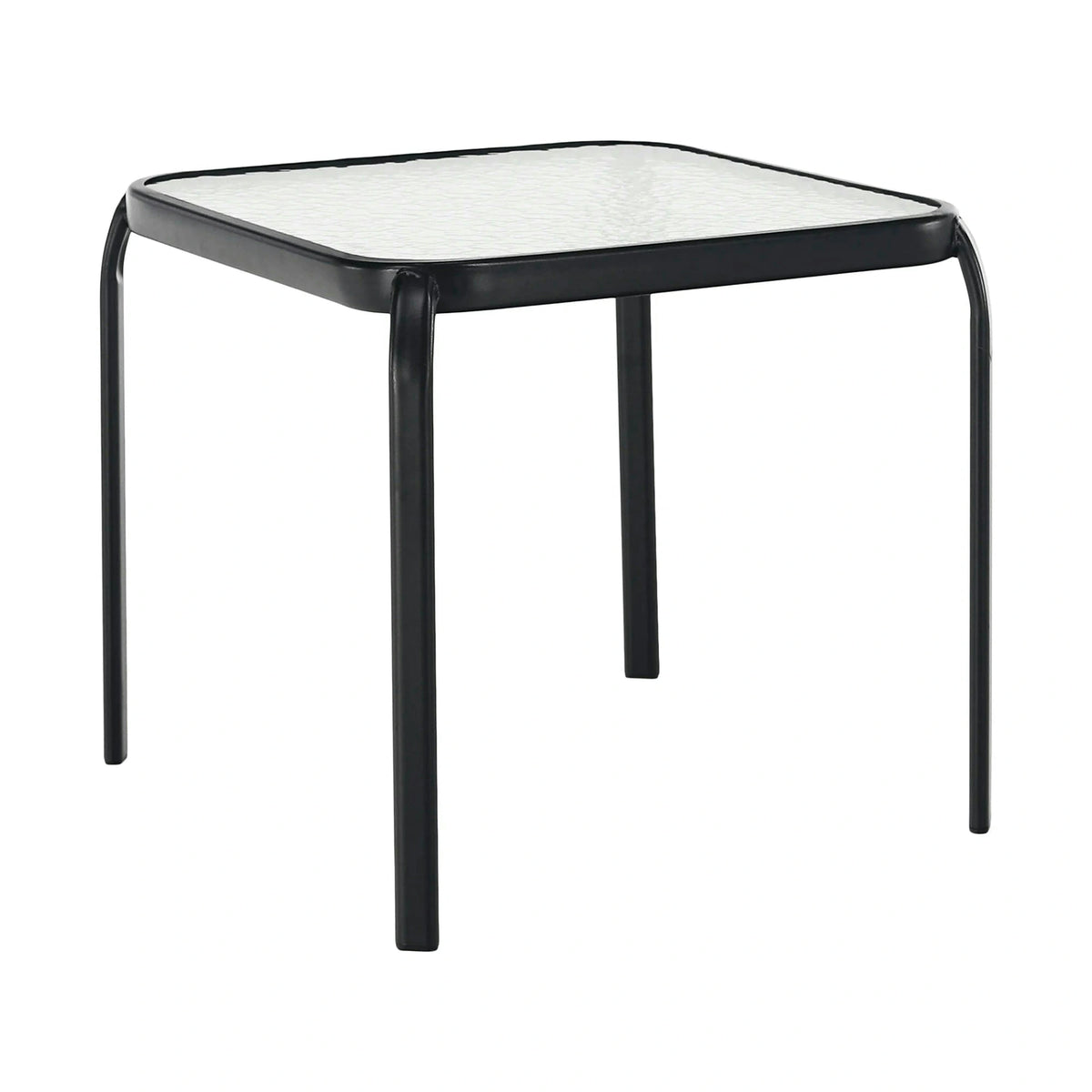 Masuta gradina RAMOL, negru, sticla securizata/otel, 50x50x46 cm