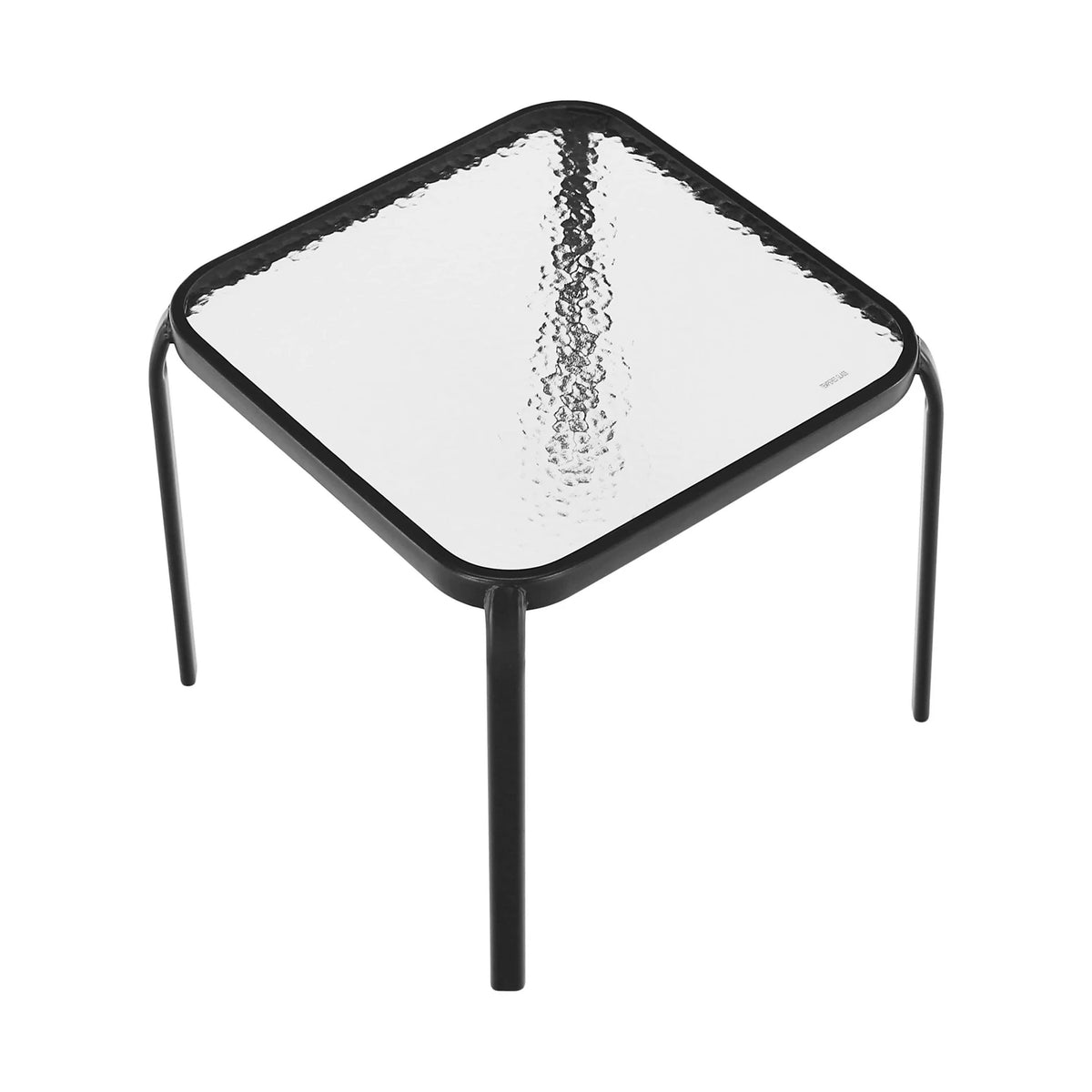 Masuta gradina RAMOL, negru, sticla securizata/otel, 50x50x46 cm