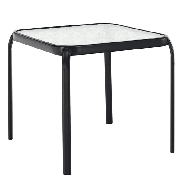 Masuta gradina RAMOL, negru, sticla securizata/otel, 50x50x46 cm