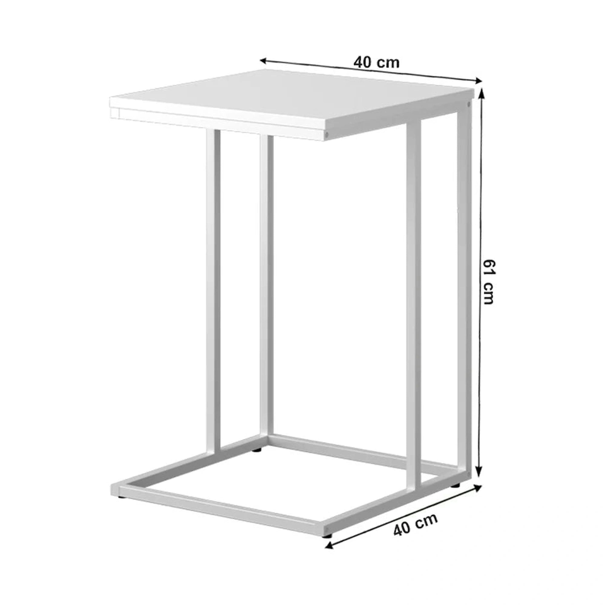 Masuta KALA, alb, DTD laminat/metal, 40x40x61 cm