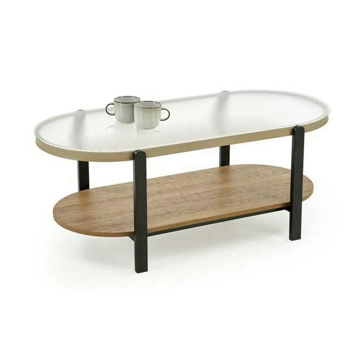 Masuta KAMALA, transparent/negru, 110x54x43 cm