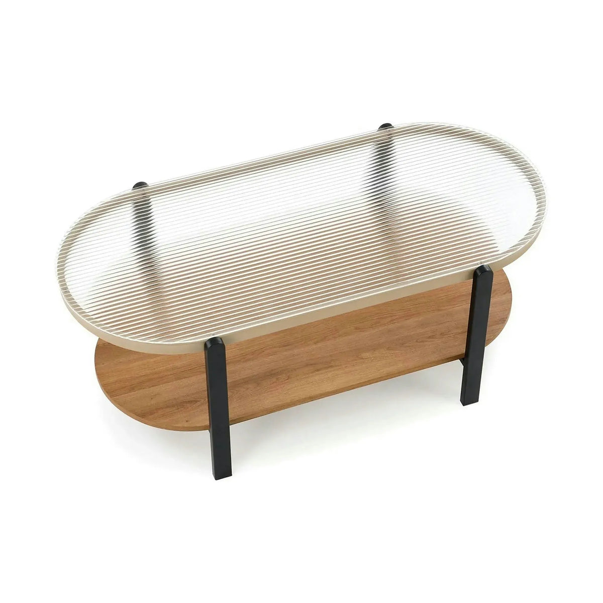 Masuta KAMALA, transparent/negru, 110x54x43 cm