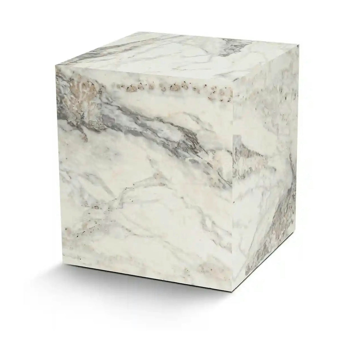 Masuta KUP, alb cu efect de marmura, PAL laminat, 45x45x50 cm