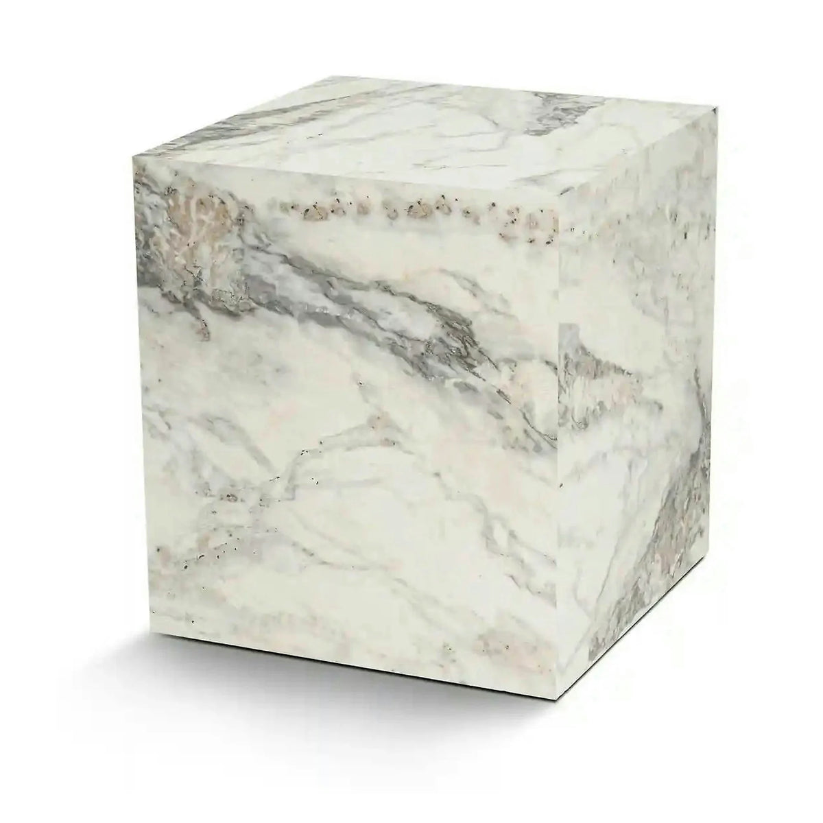 Masuta KUP, alb cu efect de marmura, PAL laminat, 45x45x50 cm