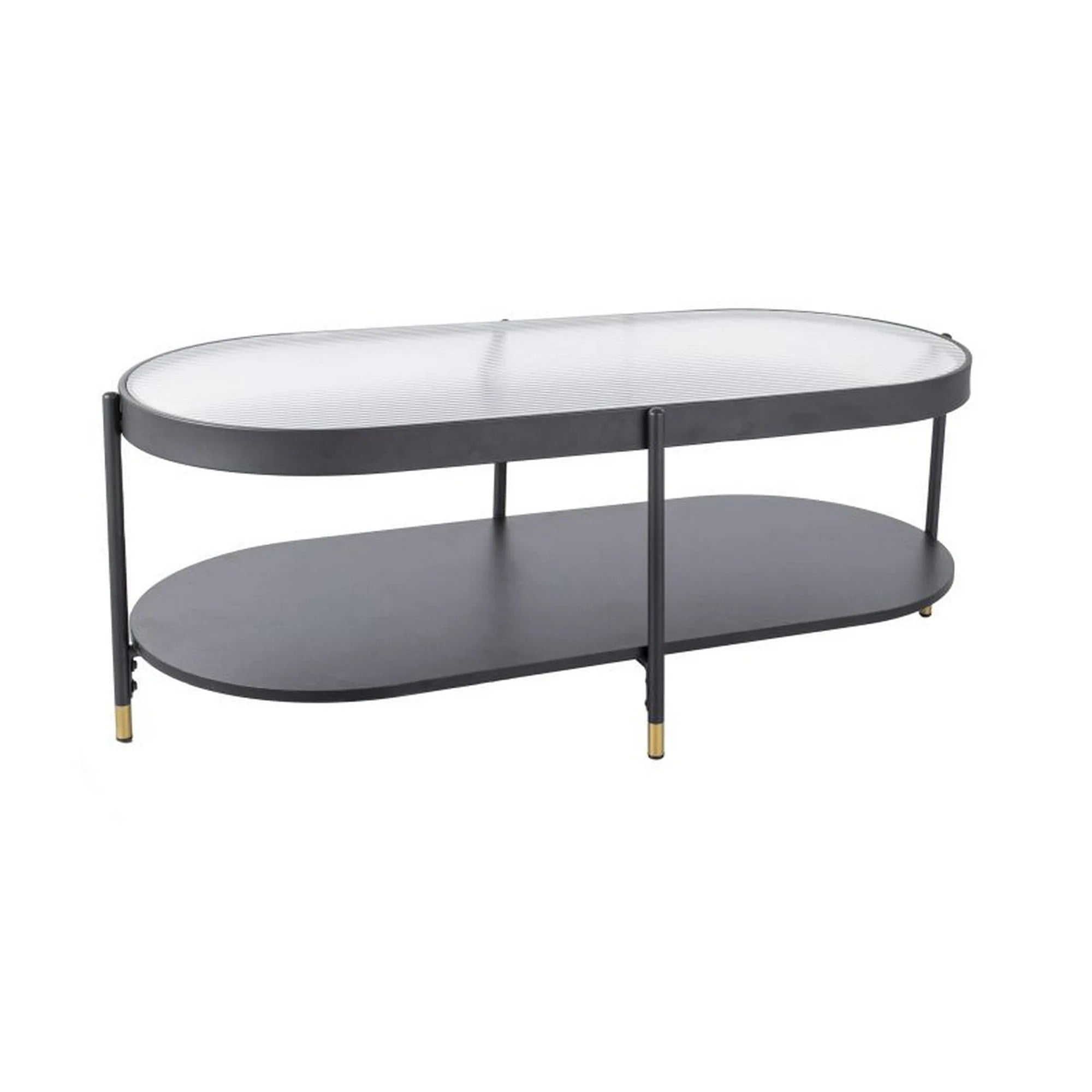 Masuta LAGUNA B, alb/negru/auriu, sticla securizata/metal, 110x50x42 cm